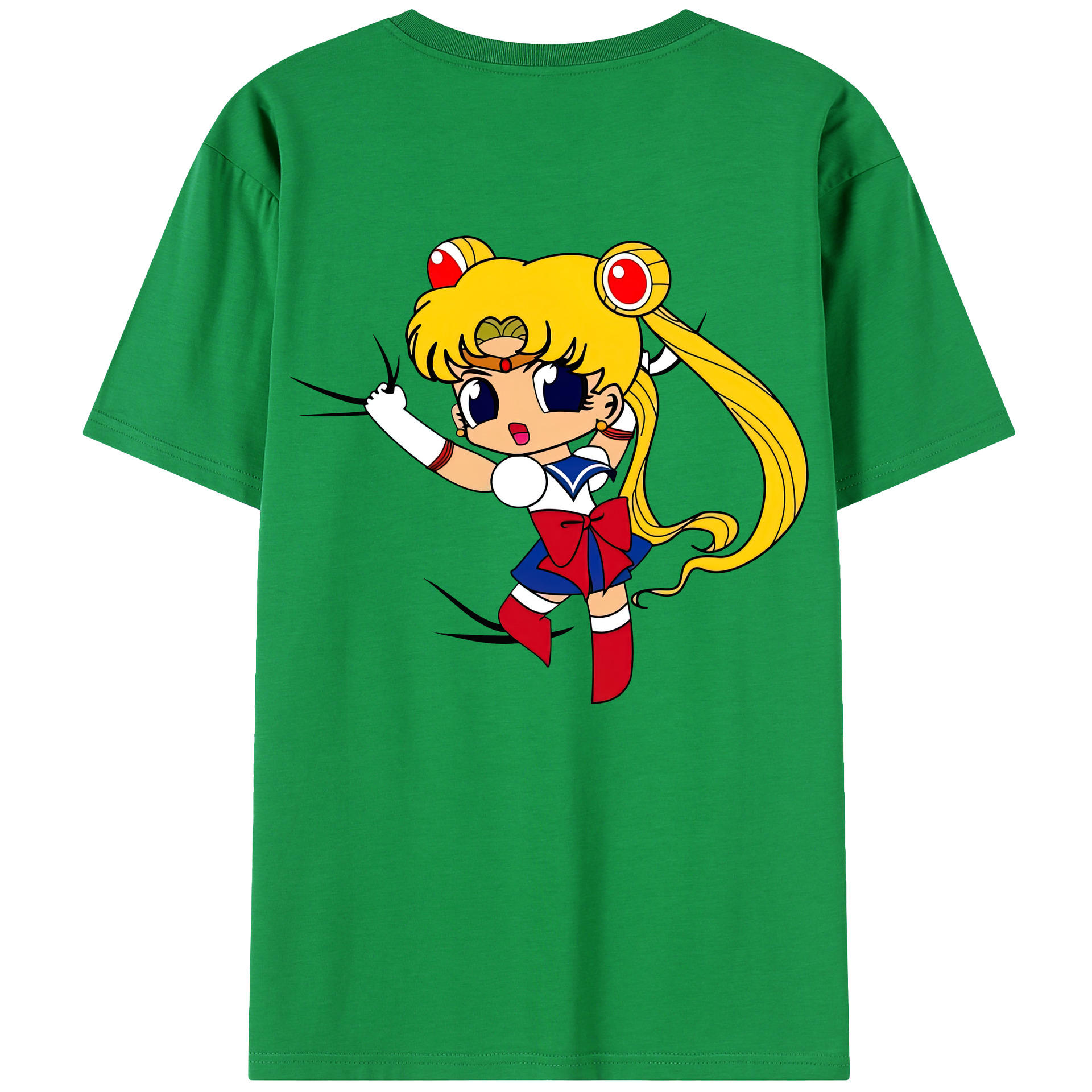 （画像用） 美少女戦士セーラームーン 月野 うさぎ つきの うさぎ Sailor Moon Tsukino Usagi 綿100％半袖Tシャツ（背面プリント）