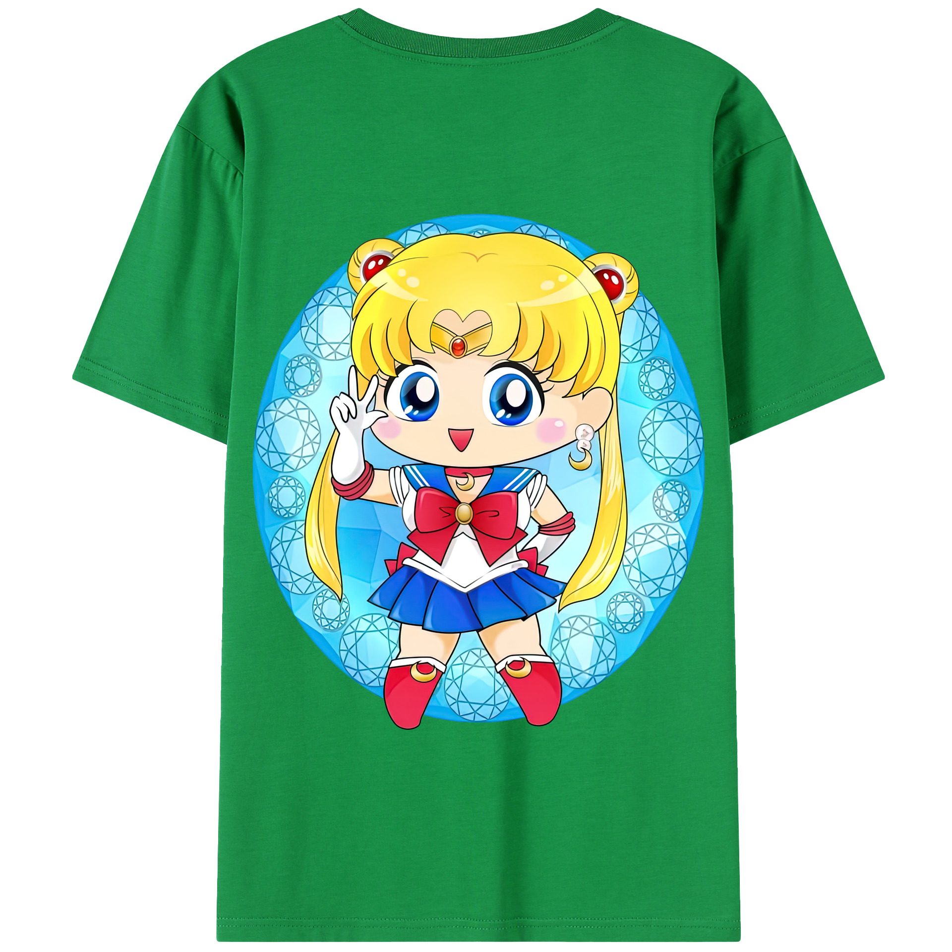 （画像用） 美少女戦士セーラームーン 月野 うさぎ つきの うさぎ Sailor Moon Tsukino Usagi 綿100％半袖Tシャツ（背面プリント）