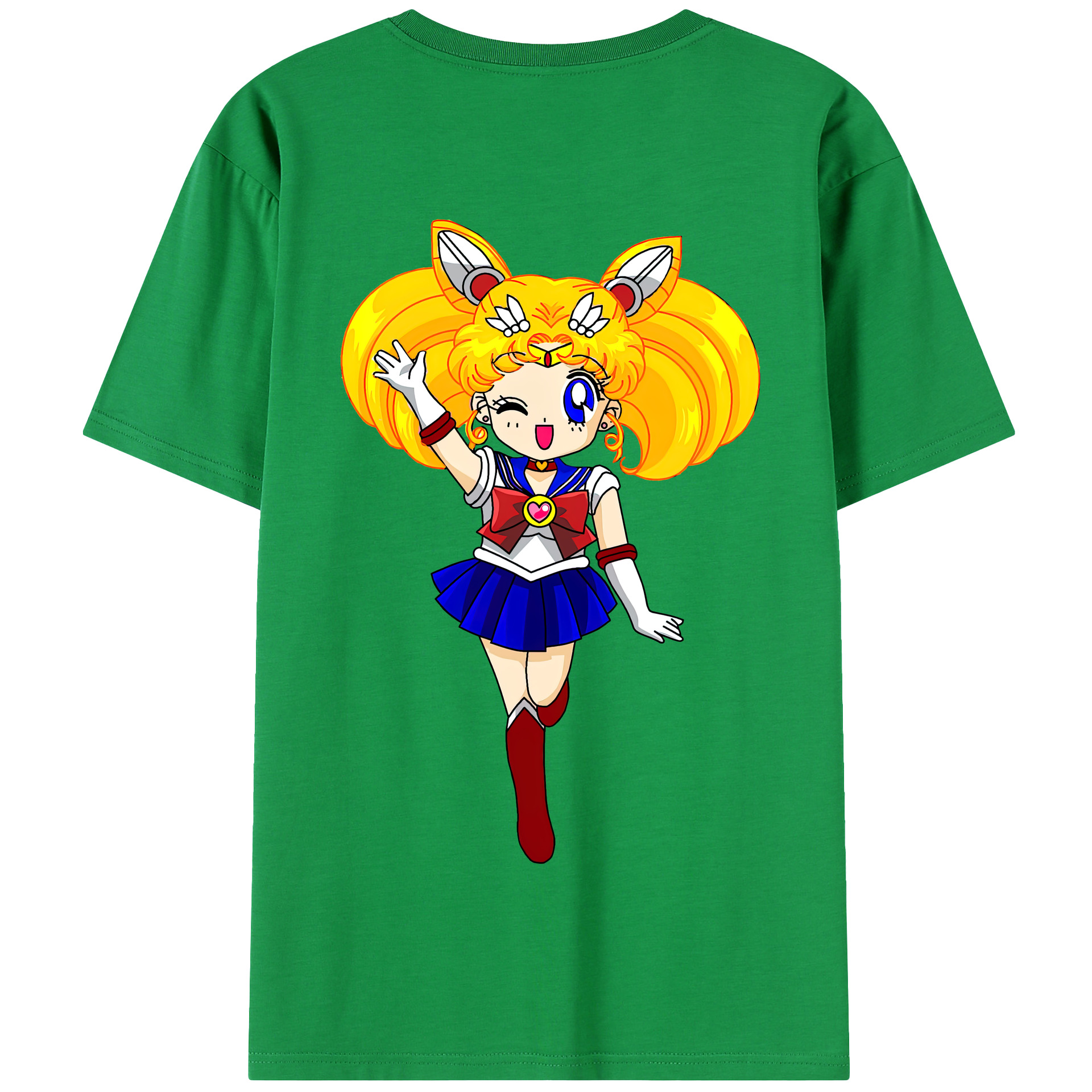 （画像用） 美少女戦士セーラームーン 月野 うさぎ つきの うさぎ Sailor Moon Tsukino Usagi 綿100％半袖Tシャツ（背面プリント）