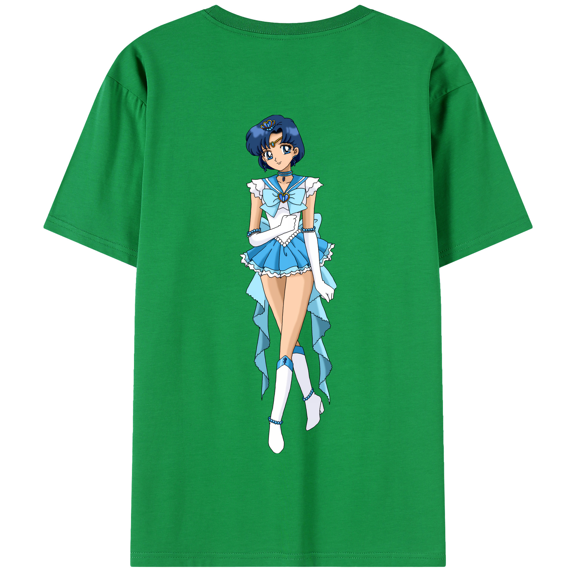 （画像用） 美少女戦士セーラームーン 水野 亜美 みずの あみ Sailor Moon Mizuno Ami 綿100％半袖Tシャツ（背面プリント）