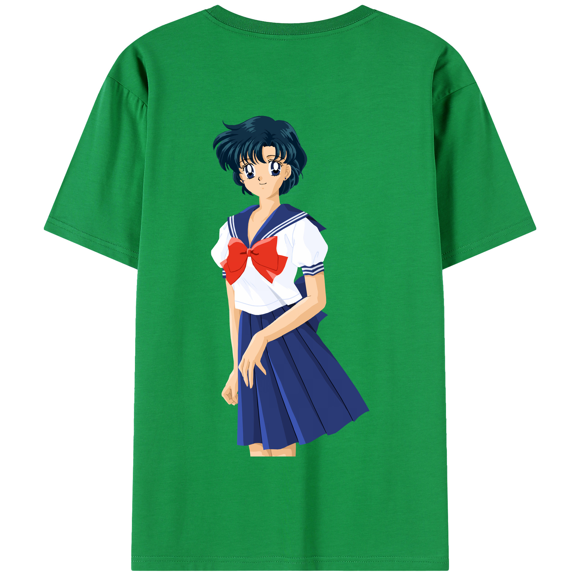 （画像用） 美少女戦士セーラームーン 水野 亜美 みずの あみ Sailor Moon Mizuno Ami 綿100％半袖Tシャツ（背面プリント）