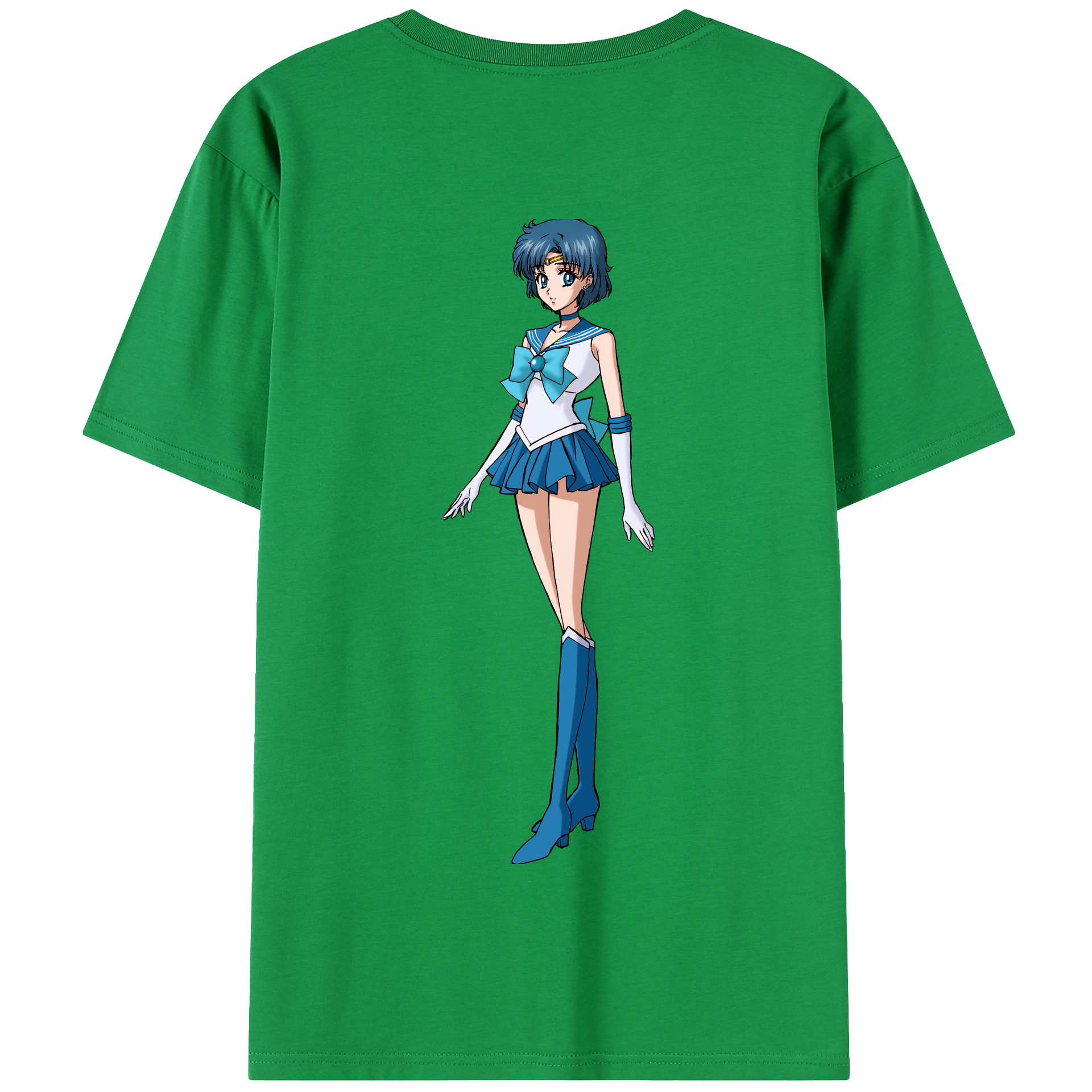 （画像用） 美少女戦士セーラームーン 水野 亜美 みずの あみ Sailor Moon Mizuno Ami 綿100％半袖Tシャツ（背面プリント）
