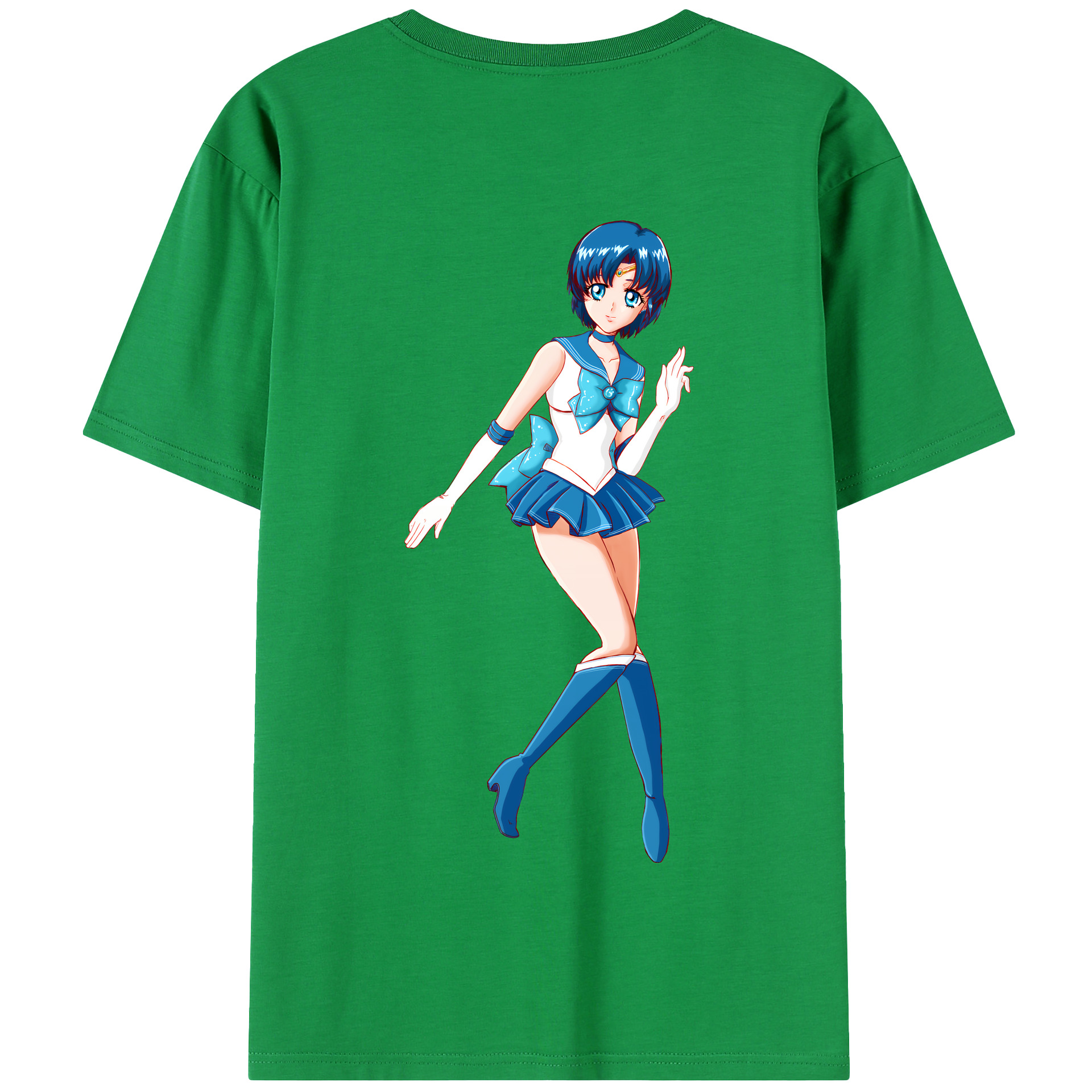 （画像用） 美少女戦士セーラームーン 水野 亜美 みずの あみ Sailor Moon Mizuno Ami 綿100％半袖Tシャツ（背面プリント）