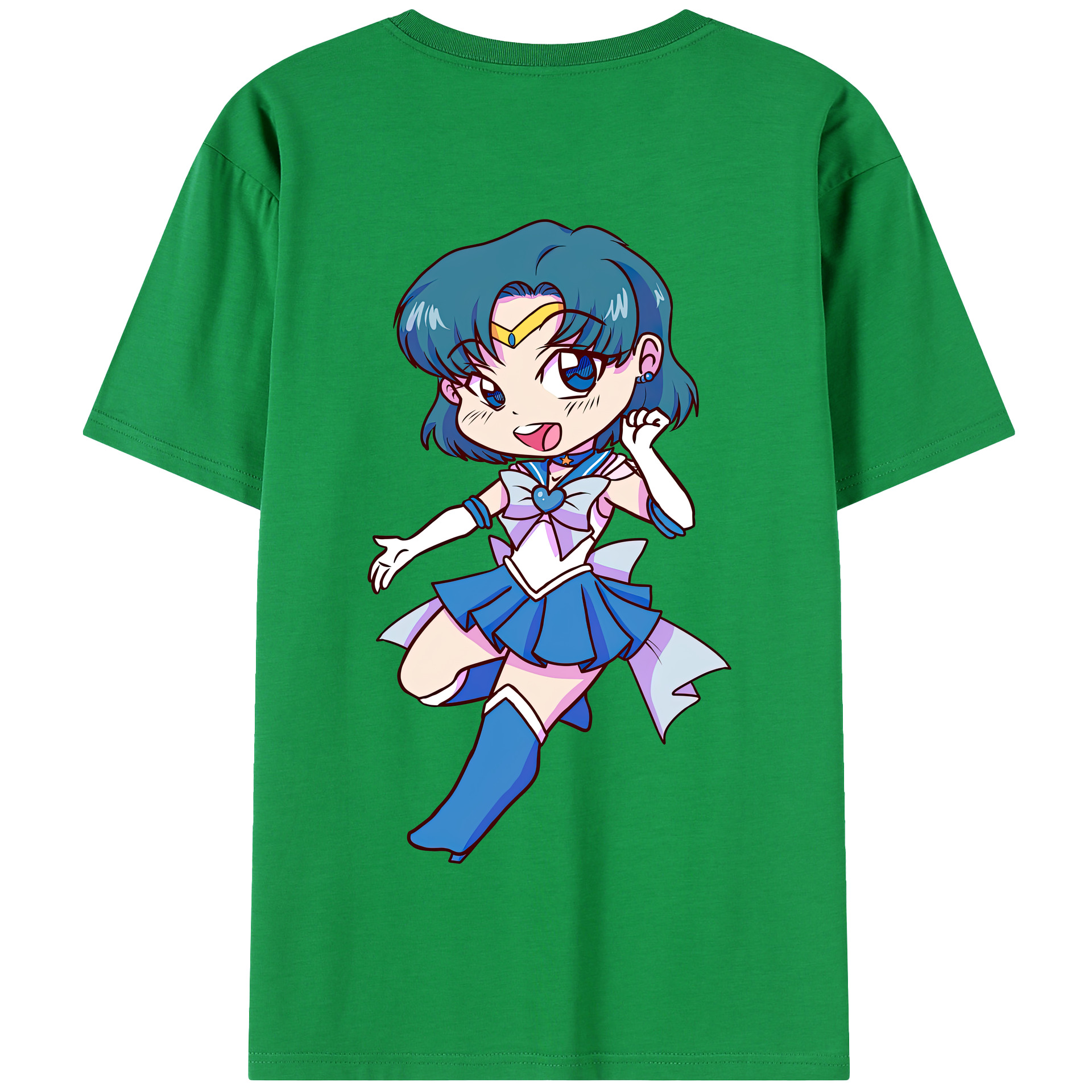 （画像用） 美少女戦士セーラームーン 水野 亜美 みずの あみ Sailor Moon Mizuno Ami 綿100％半袖Tシャツ（背面プリント）