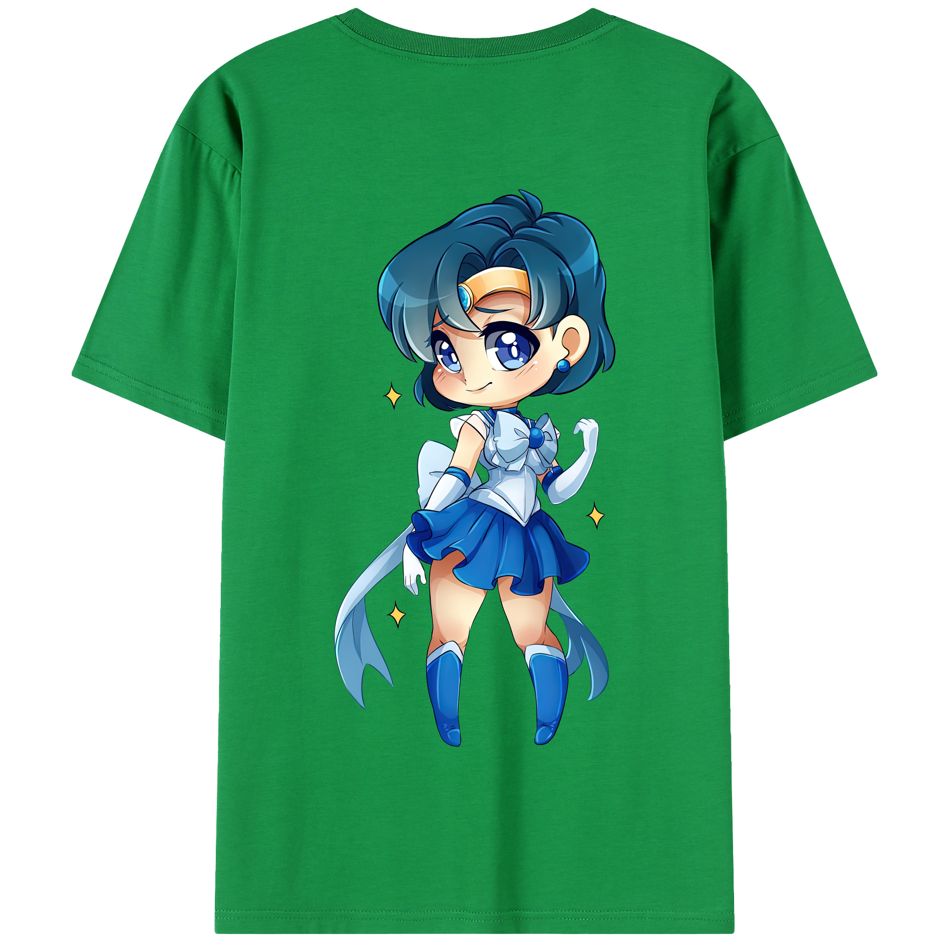 （画像用） 美少女戦士セーラームーン 水野 亜美 みずの あみ Sailor Moon Mizuno Ami 綿100％半袖Tシャツ（背面プリント）