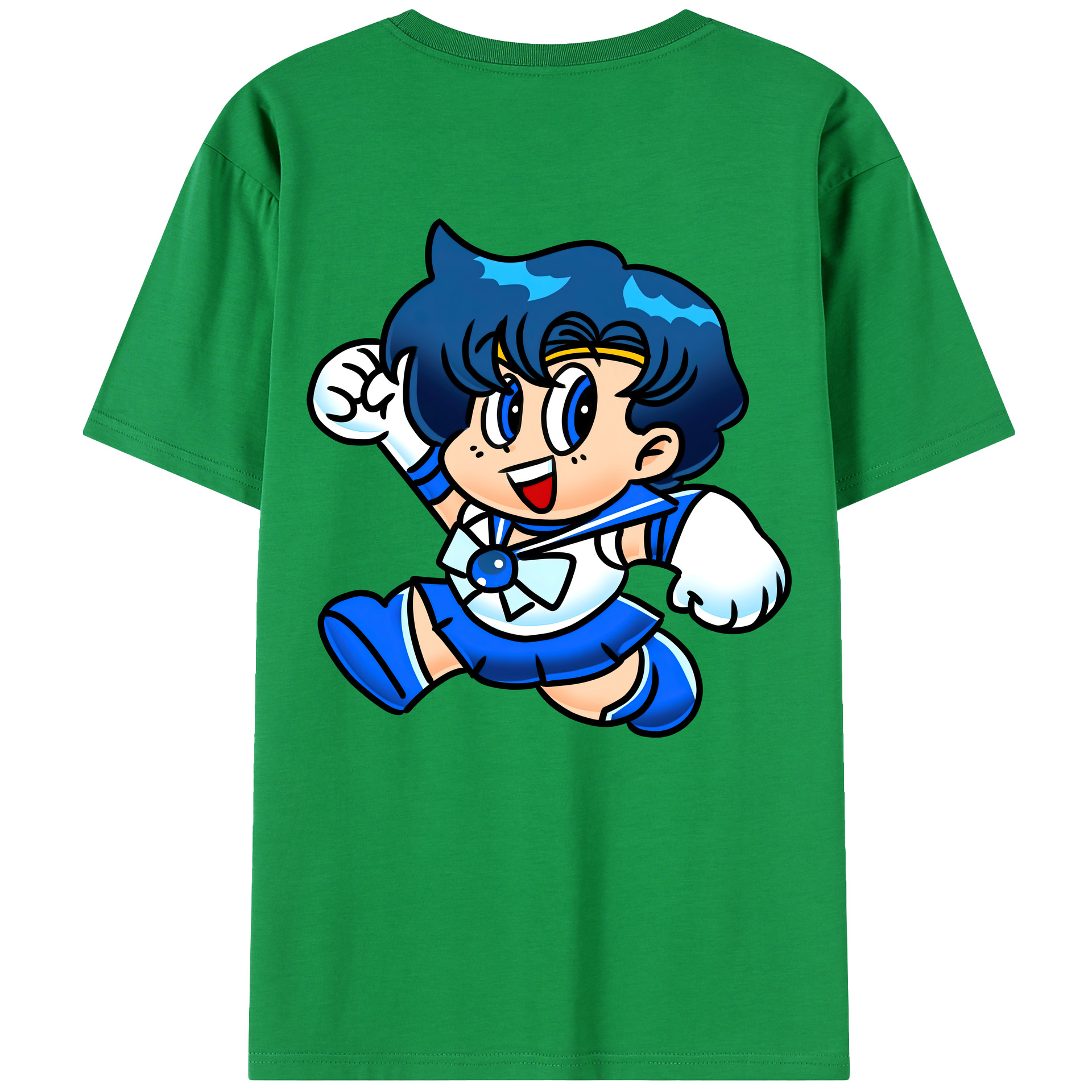 （画像用） 美少女戦士セーラームーン 水野 亜美 みずの あみ Sailor Moon Mizuno Ami 綿100％半袖Tシャツ（背面プリント）