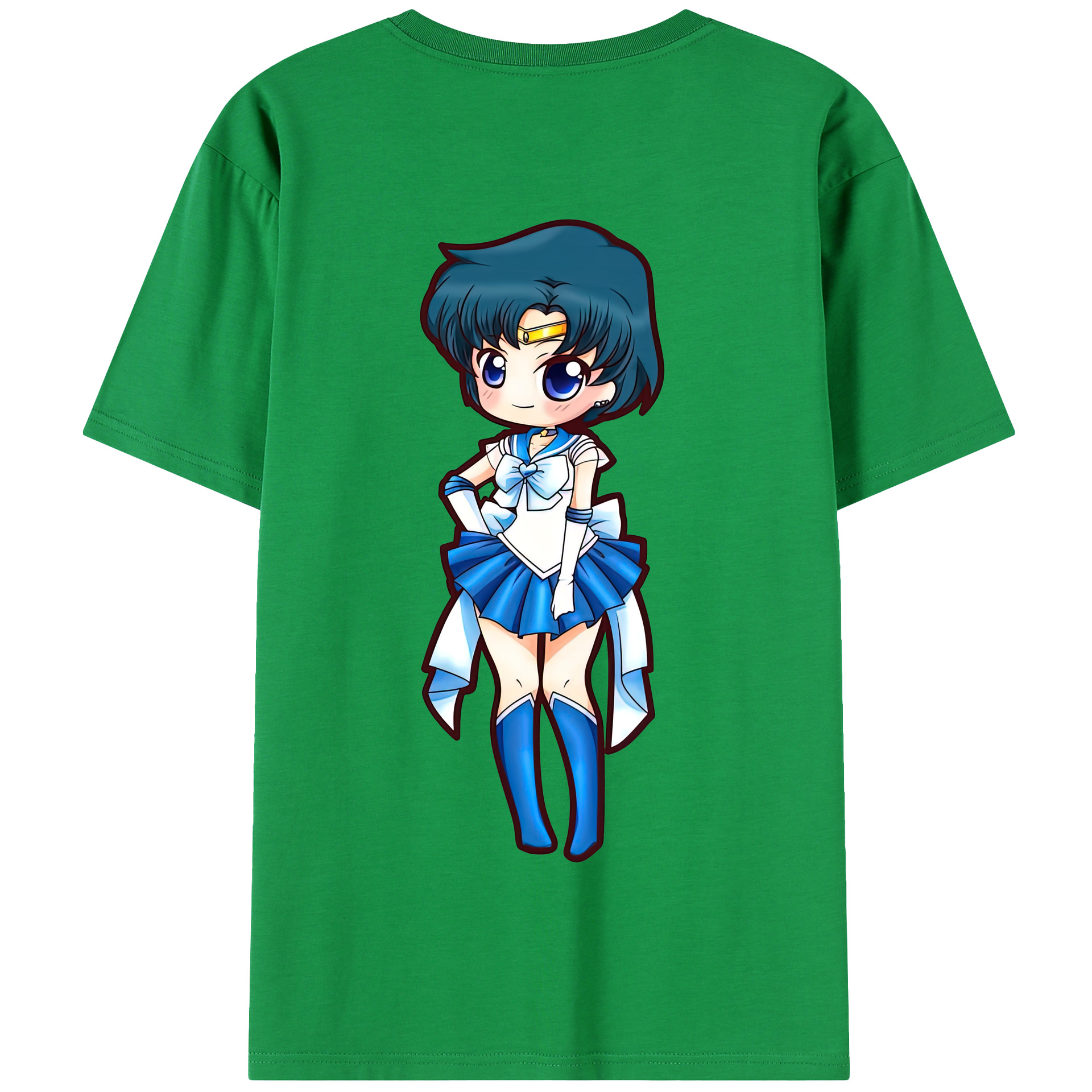 （画像用） 美少女戦士セーラームーン 水野 亜美 みずの あみ Sailor Moon Mizuno Ami 綿100％半袖Tシャツ（背面プリント）