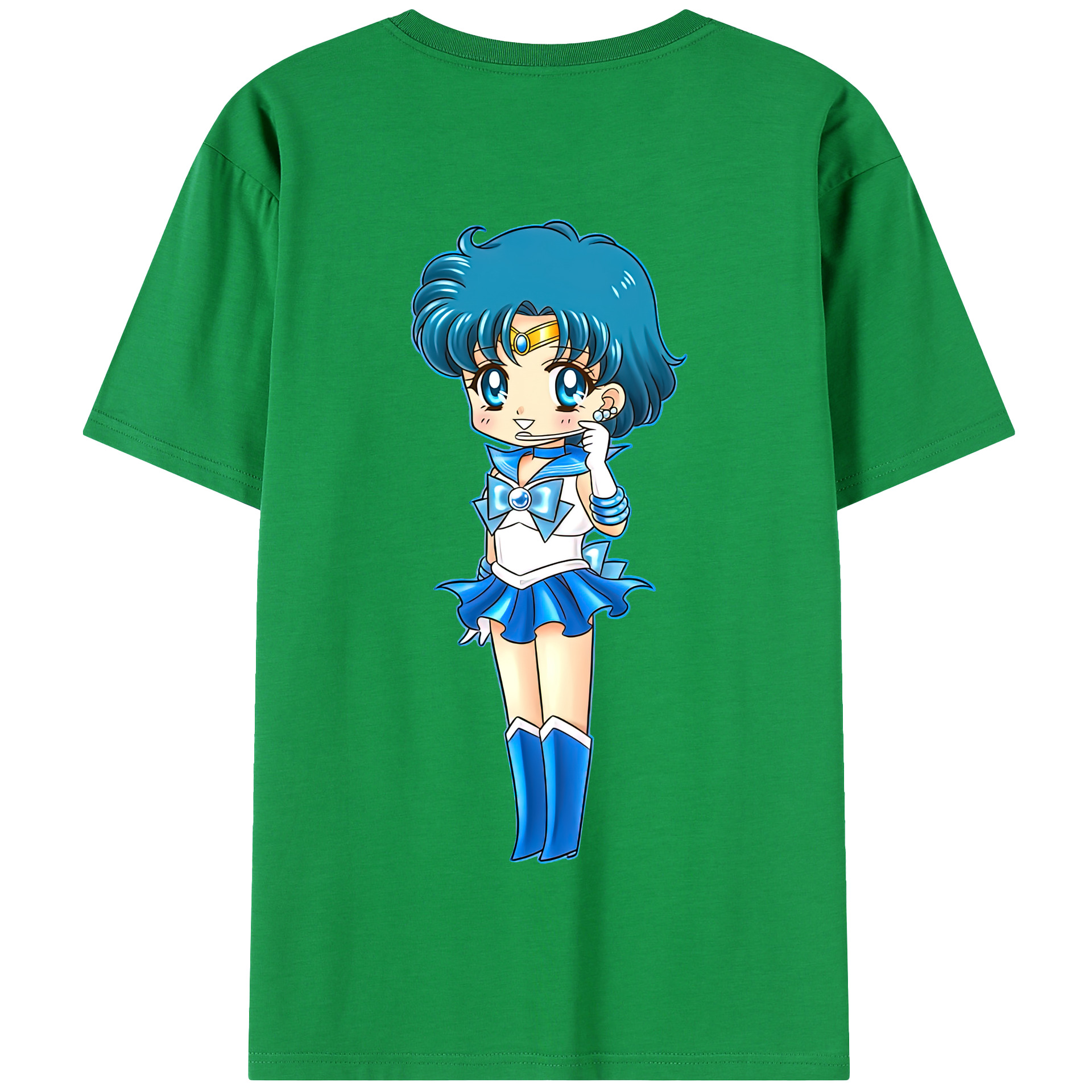 （画像用） 美少女戦士セーラームーン 水野 亜美 みずの あみ Sailor Moon Mizuno Ami 綿100％半袖Tシャツ（背面プリント）