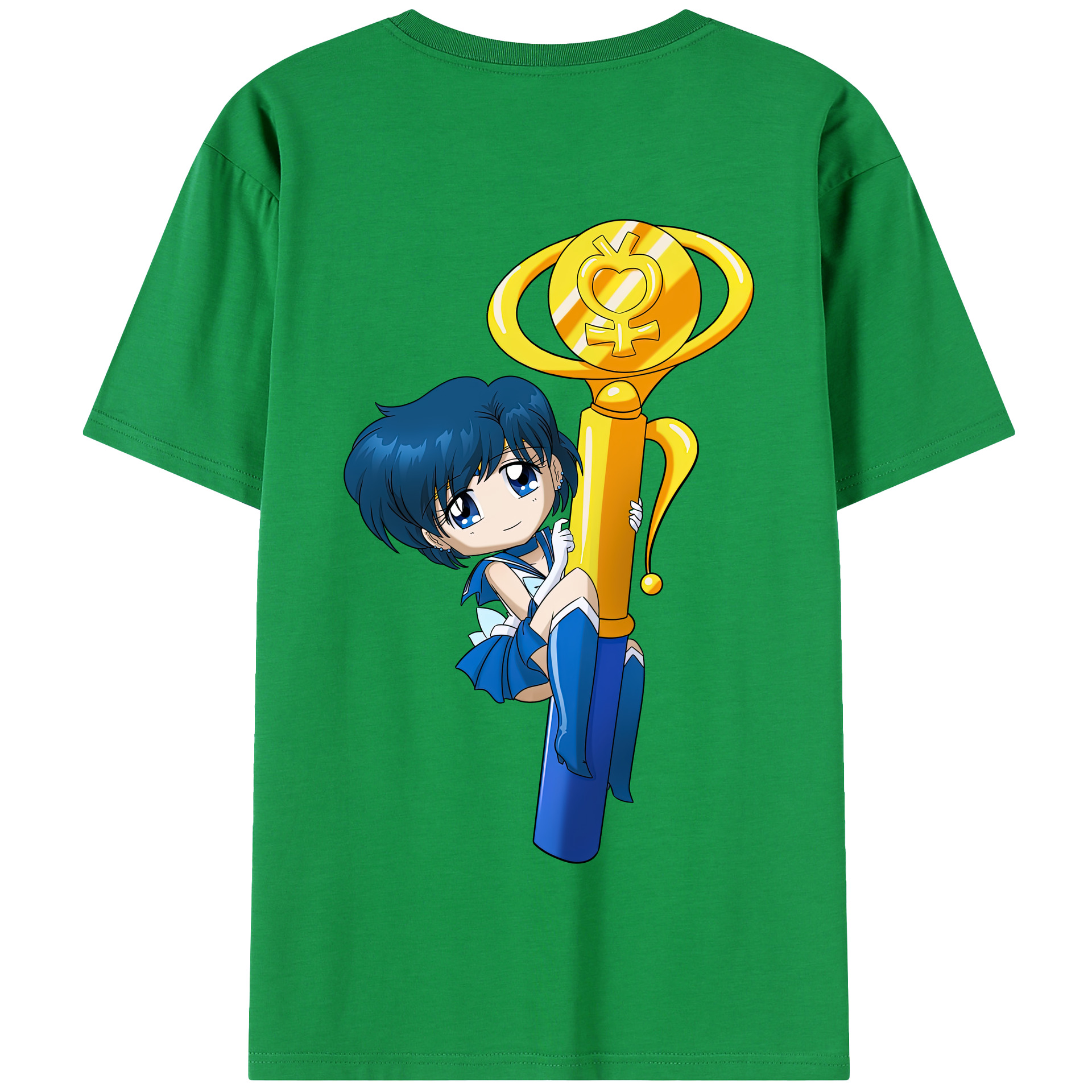 （画像用） 美少女戦士セーラームーン 水野 亜美 みずの あみ Sailor Moon Mizuno Ami 綿100％半袖Tシャツ（背面プリント）