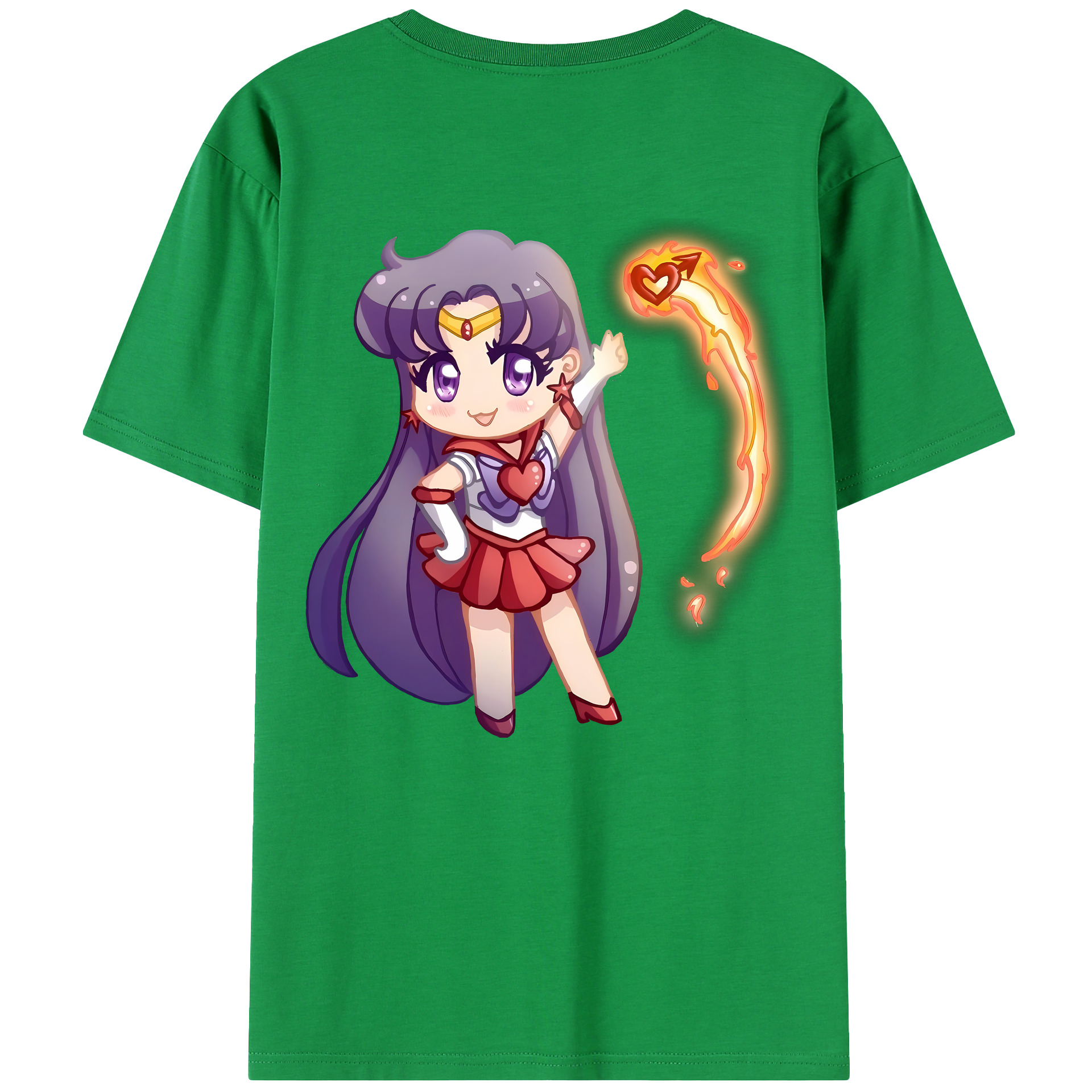 （画像用） 美少女戦士セーラームーン 火野レイ ひの レイ Sailor Moon Hino Rei （セーラーマーズ,Sailor Mars） 綿100％半袖Tシャツ（背面プリント）
