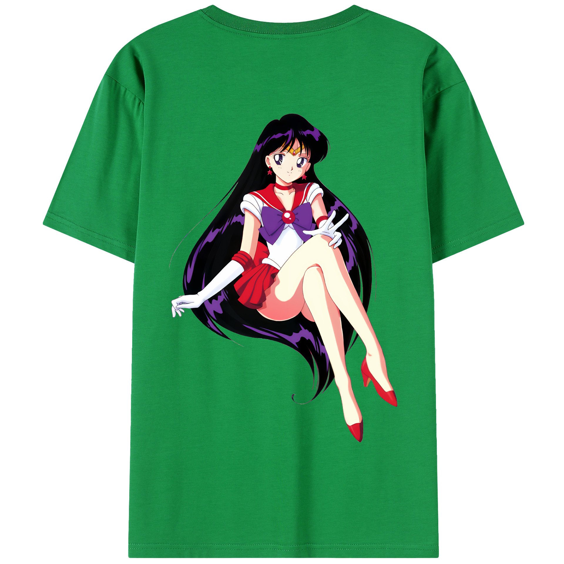 （画像用） 美少女戦士セーラームーン 火野レイ ひの レイ Sailor Moon Hino Rei （セーラーマーズ,Sailor Mars） 綿100％半袖Tシャツ（背面プリント）