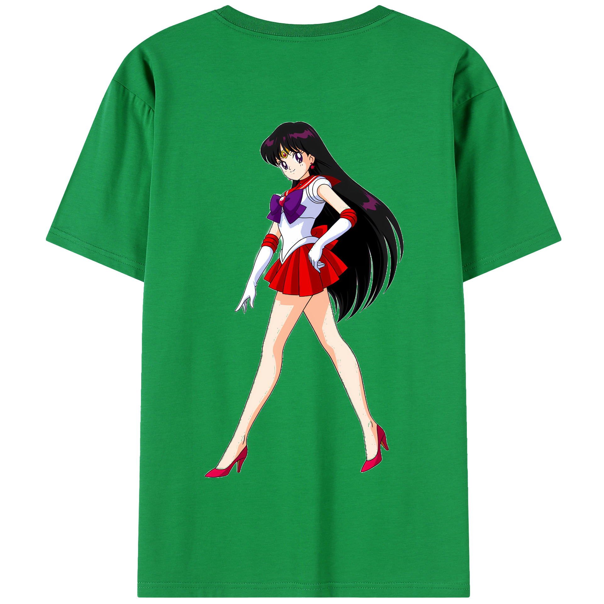 （画像用） 美少女戦士セーラームーン 火野レイ ひの レイ Sailor Moon Hino Rei （セーラーマーズ,Sailor Mars） 綿100％半袖Tシャツ（背面プリント）