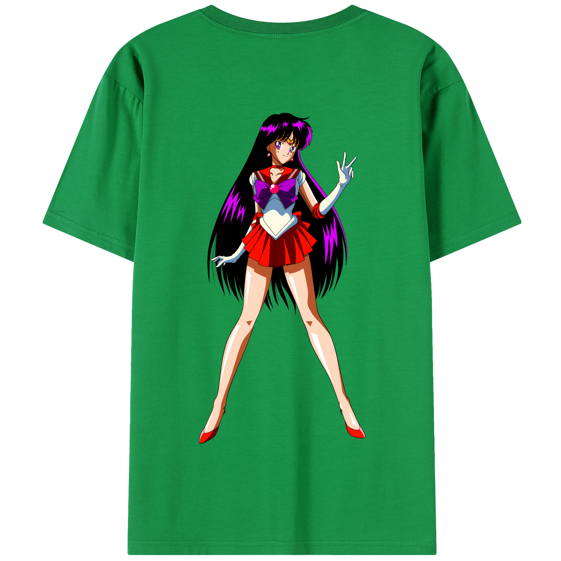 （画像用） 美少女戦士セーラームーン 火野レイ ひの レイ Sailor Moon Hino Rei （セーラーマーズ,Sailor Mars） 綿100％半袖Tシャツ（背面プリント）