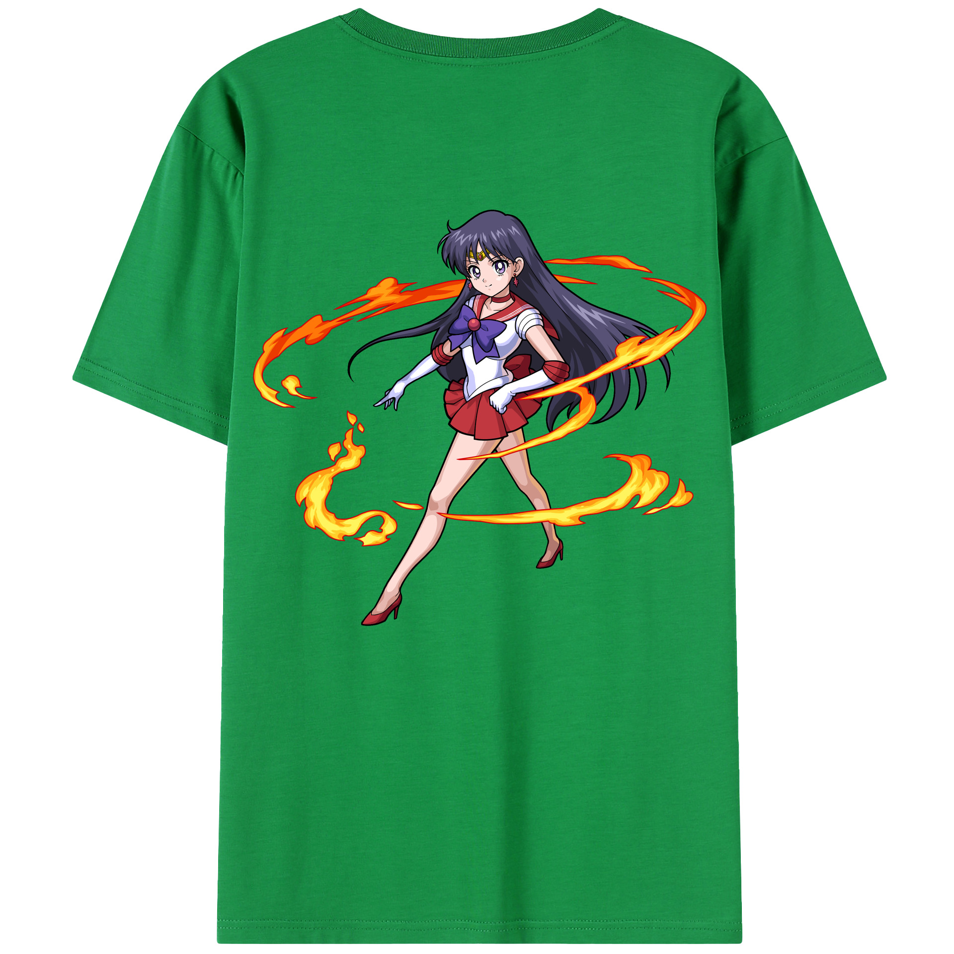 （画像用） 美少女戦士セーラームーン 火野レイ ひの レイ Sailor Moon Hino Rei （セーラーマーズ,Sailor Mars） 綿100％半袖Tシャツ（背面プリント）