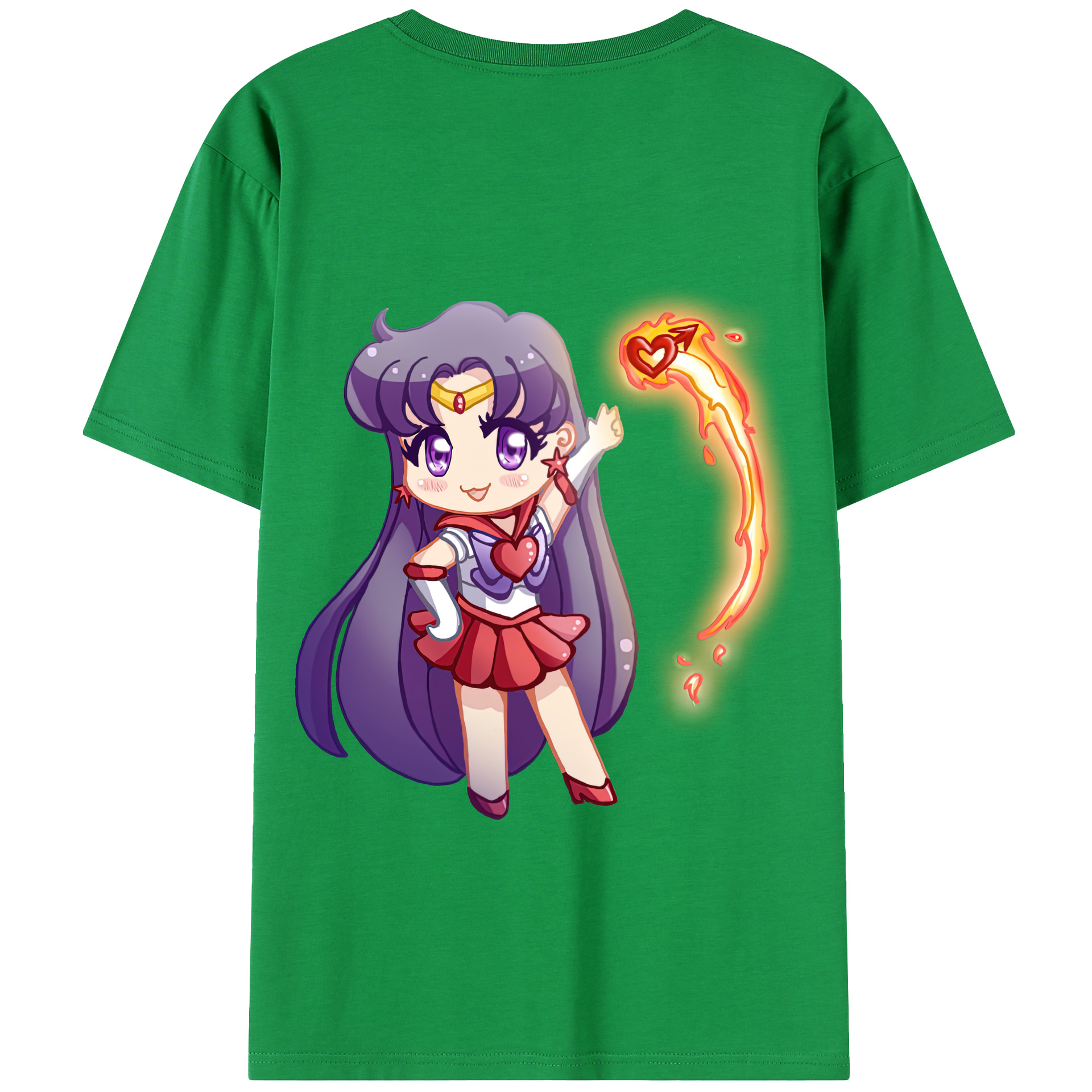 （画像用） 美少女戦士セーラームーン 火野レイ ひの レイ Sailor Moon Hino Rei （セーラーマーズ,Sailor Mars） 綿100％半袖Tシャツ（背面プリント）