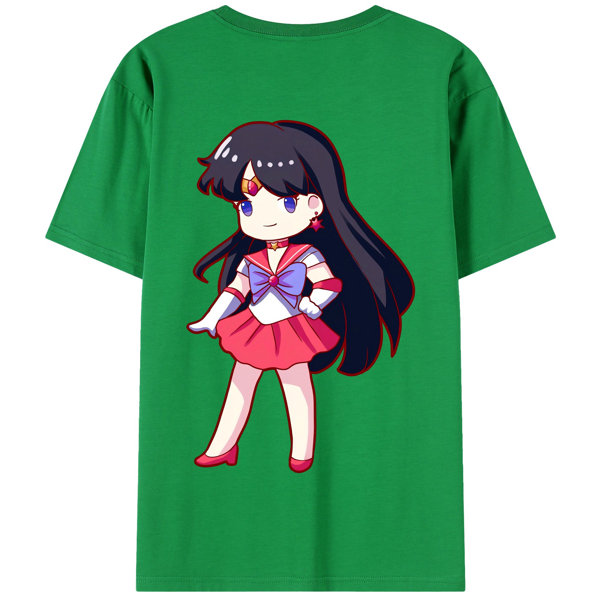 （画像用） 美少女戦士セーラームーン 火野レイ ひの レイ Sailor Moon Hino Rei （セーラーマーズ,Sailor Mars） 綿100％半袖Tシャツ（背面プリント）