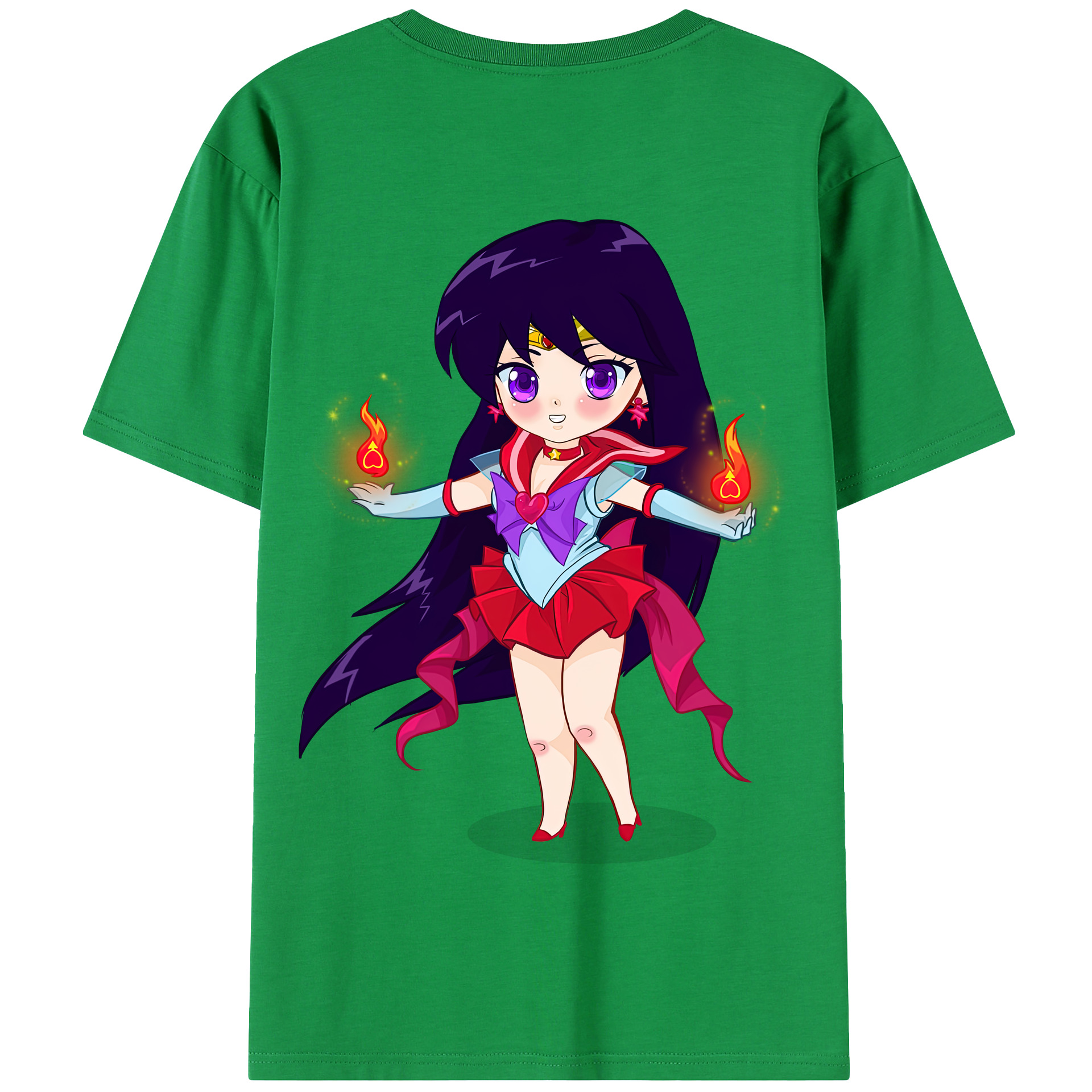（画像用） 美少女戦士セーラームーン 火野レイ ひの レイ Sailor Moon Hino Rei （セーラーマーズ,Sailor Mars） 綿100％半袖Tシャツ（背面プリント）