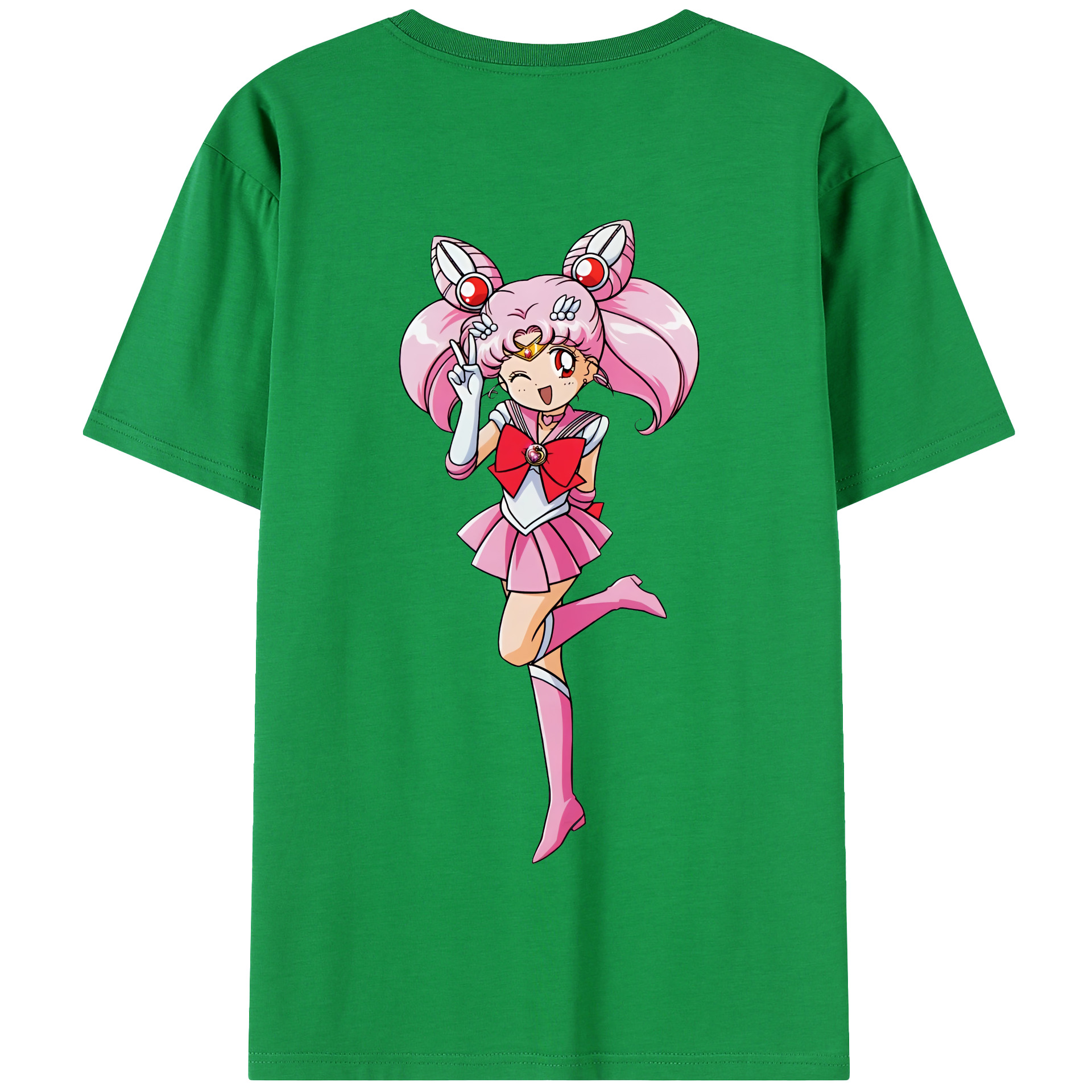 （画像用） 美少女戦士セーラームーン ちびうさ Sailor Moon Chibiusa Tsukino Usagi Small Lady Serenity 綿100％半袖Tシャツ（背面プリント）