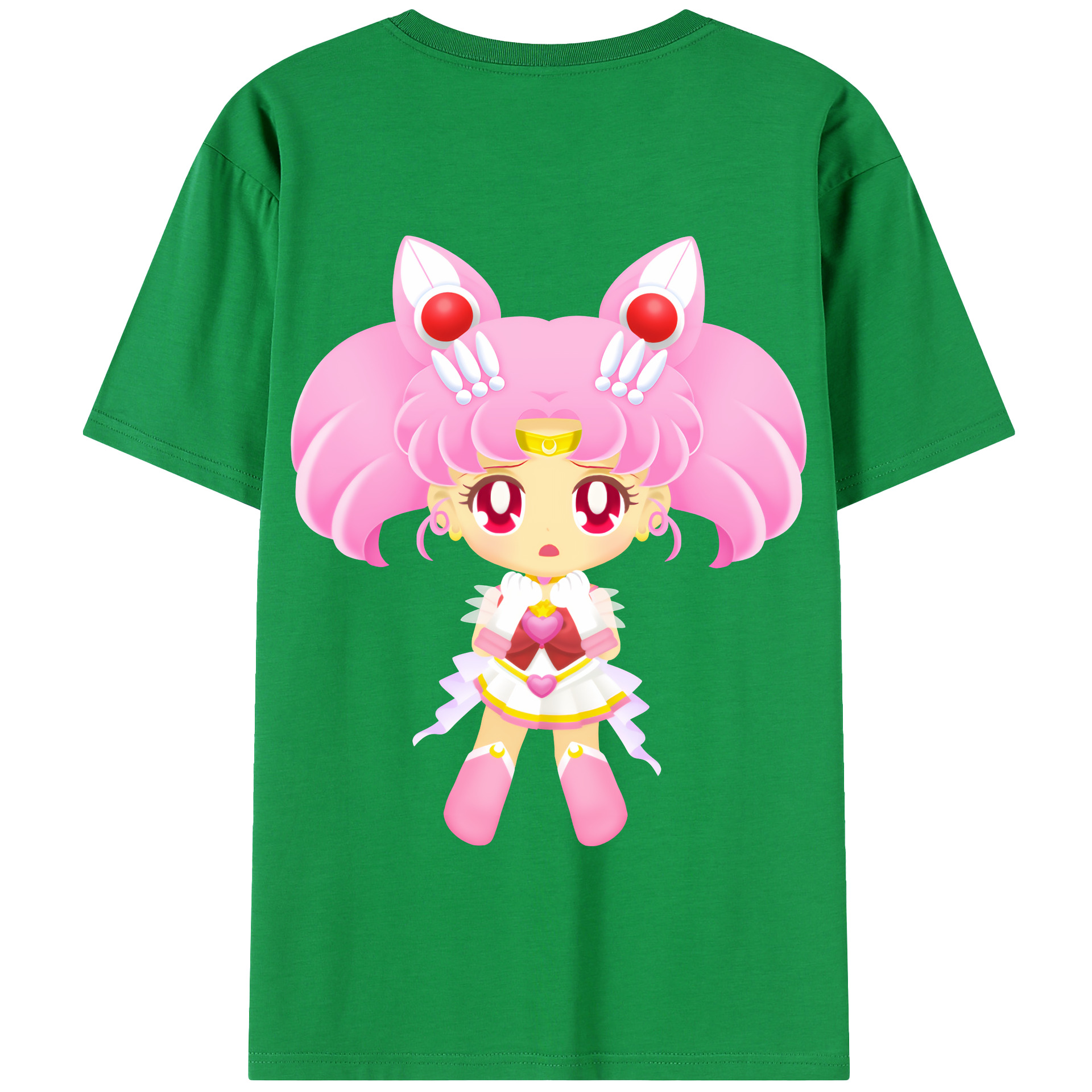 （画像用） 美少女戦士セーラームーン ちびうさ Sailor Moon Chibiusa Tsukino Usagi Small Lady Serenity 綿100％半袖Tシャツ（背面プリント）
