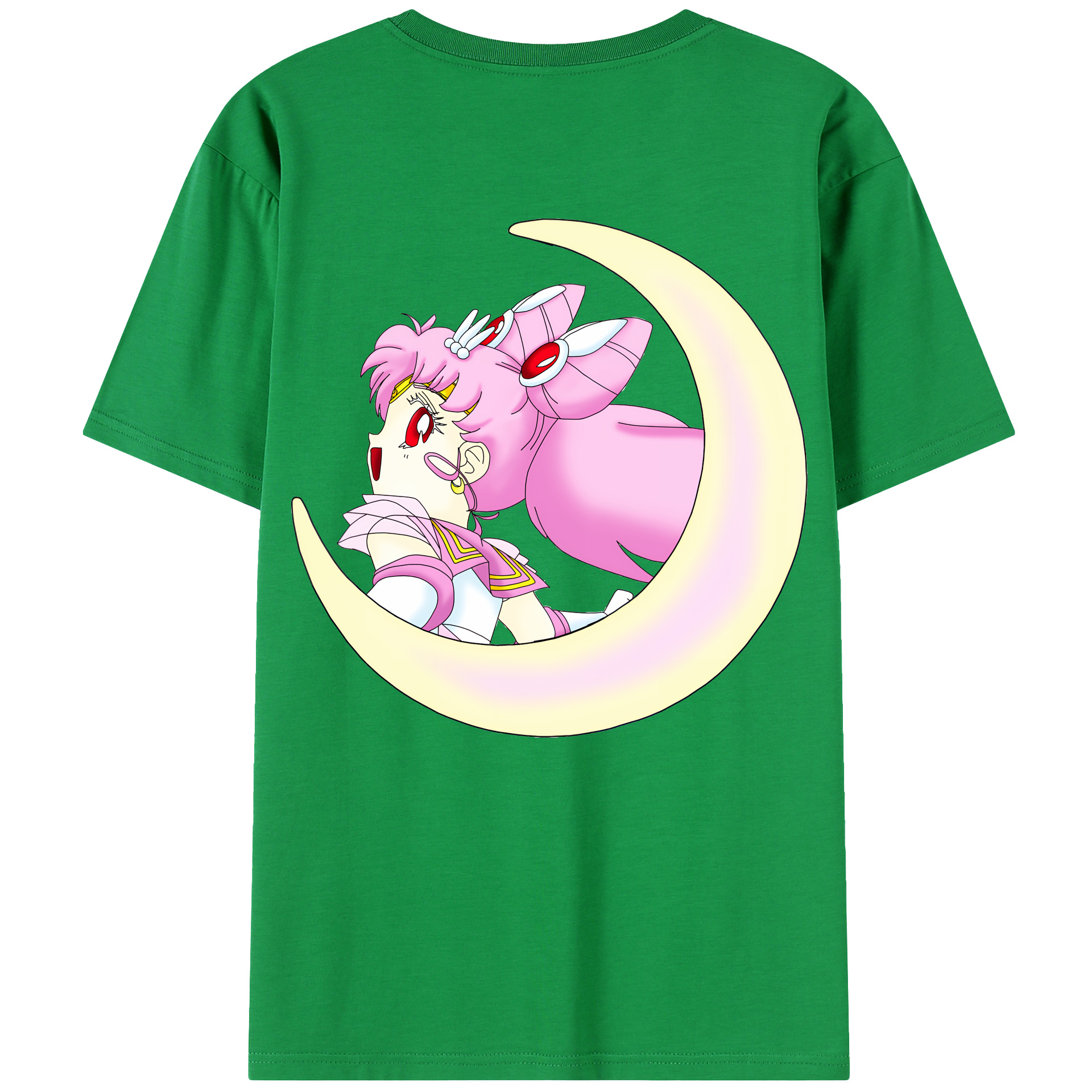 （画像用） 美少女戦士セーラームーン ちびうさ Sailor Moon Chibiusa Tsukino Usagi Small Lady Serenity 綿100％半袖Tシャツ（背面プリント）