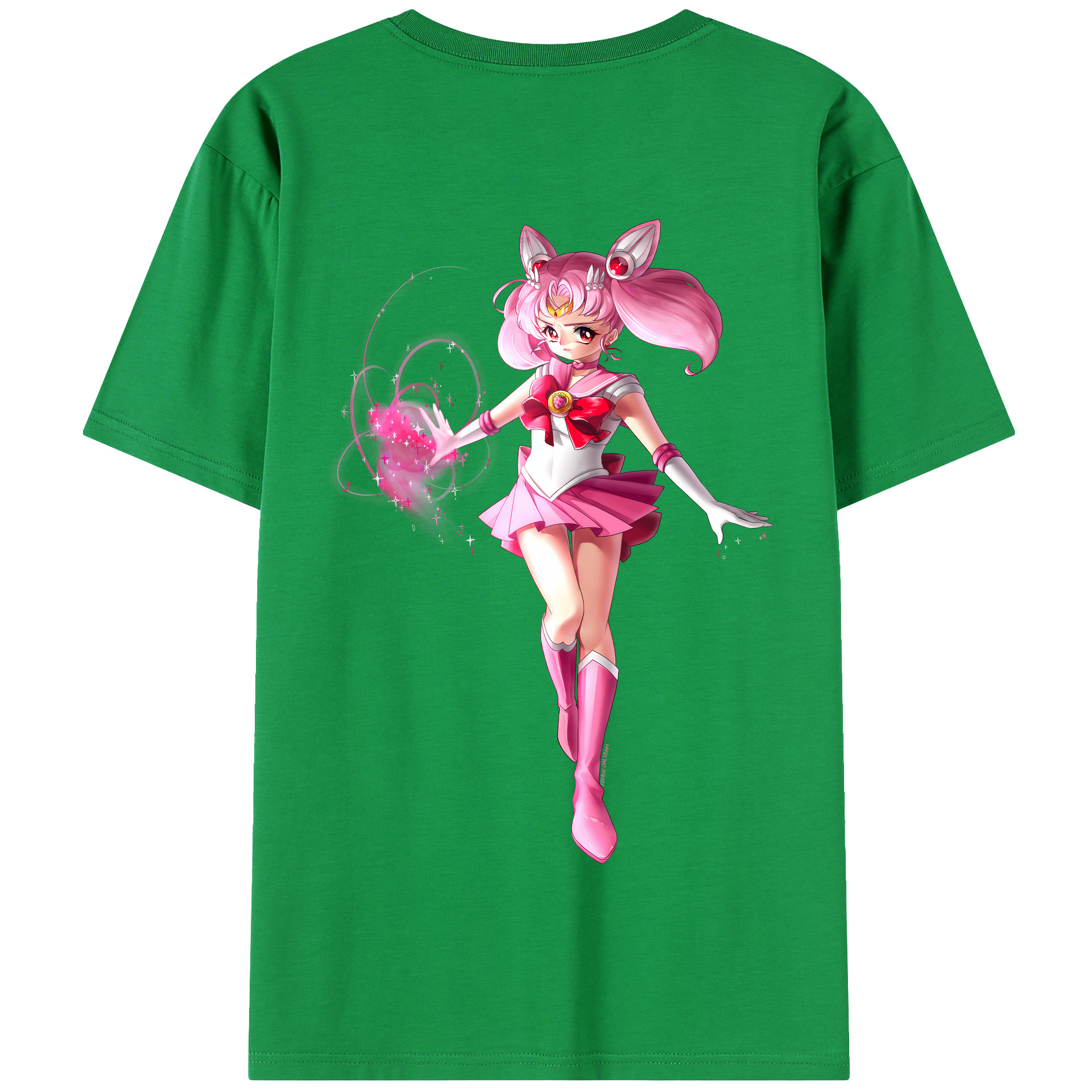 （画像用） 美少女戦士セーラームーン ちびうさ Sailor Moon Chibiusa Tsukino Usagi Small Lady Serenity 綿100％半袖Tシャツ（背面プリント）