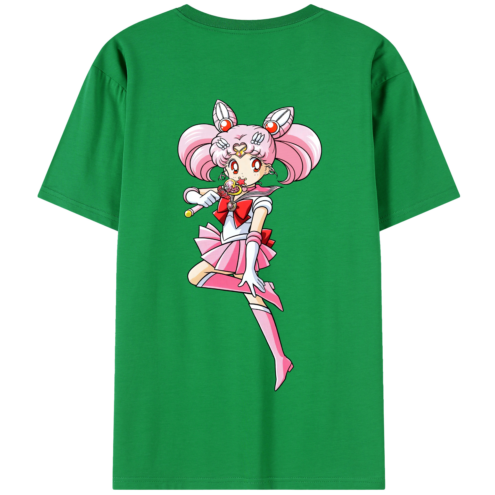 （画像用） 美少女戦士セーラームーン ちびうさ Sailor Moon Chibiusa Tsukino Usagi Small Lady Serenity 綿100％半袖Tシャツ（背面プリント）