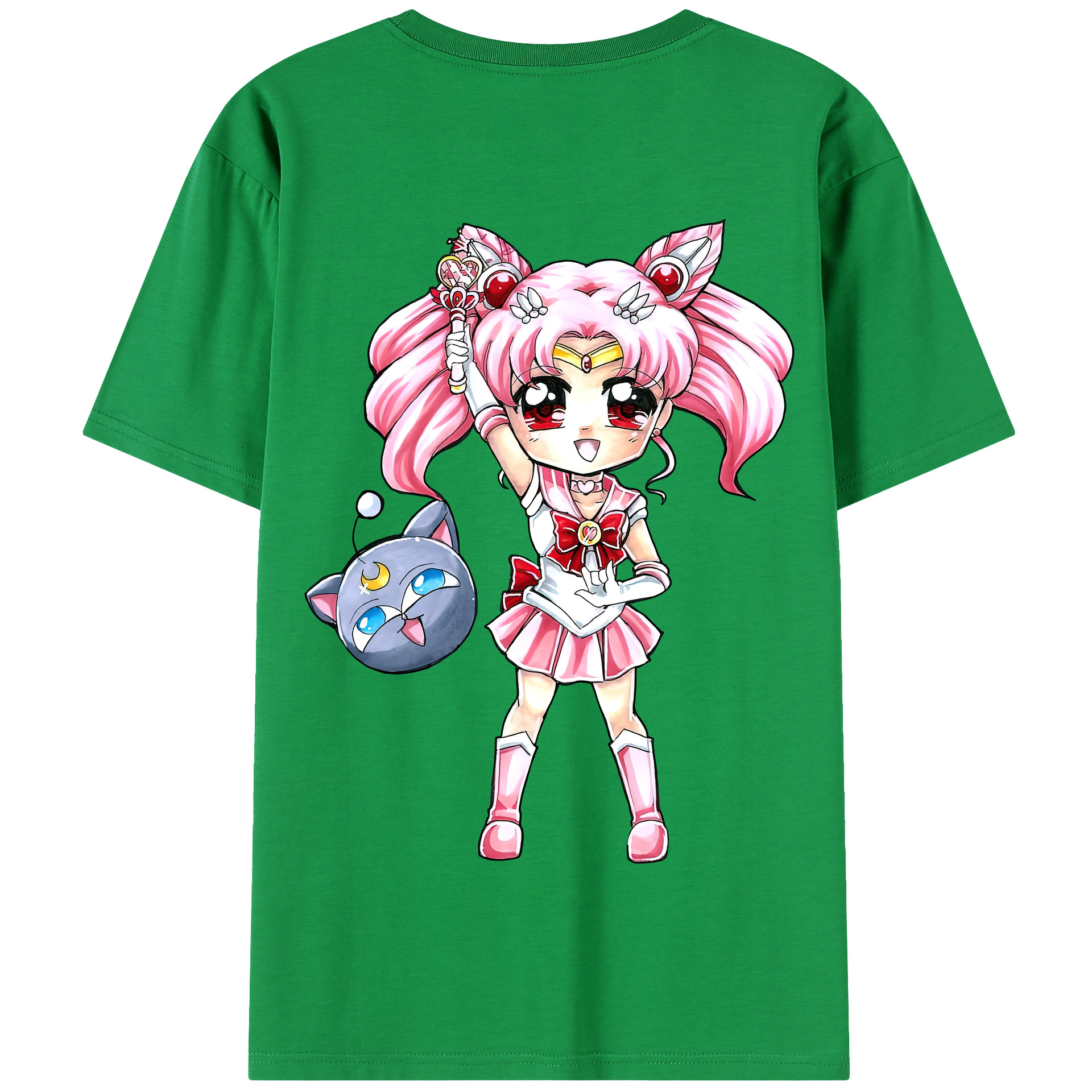 （画像用） 美少女戦士セーラームーン ちびうさ Sailor Moon Chibiusa Tsukino Usagi Small Lady Serenity 綿100％半袖Tシャツ（背面プリント）