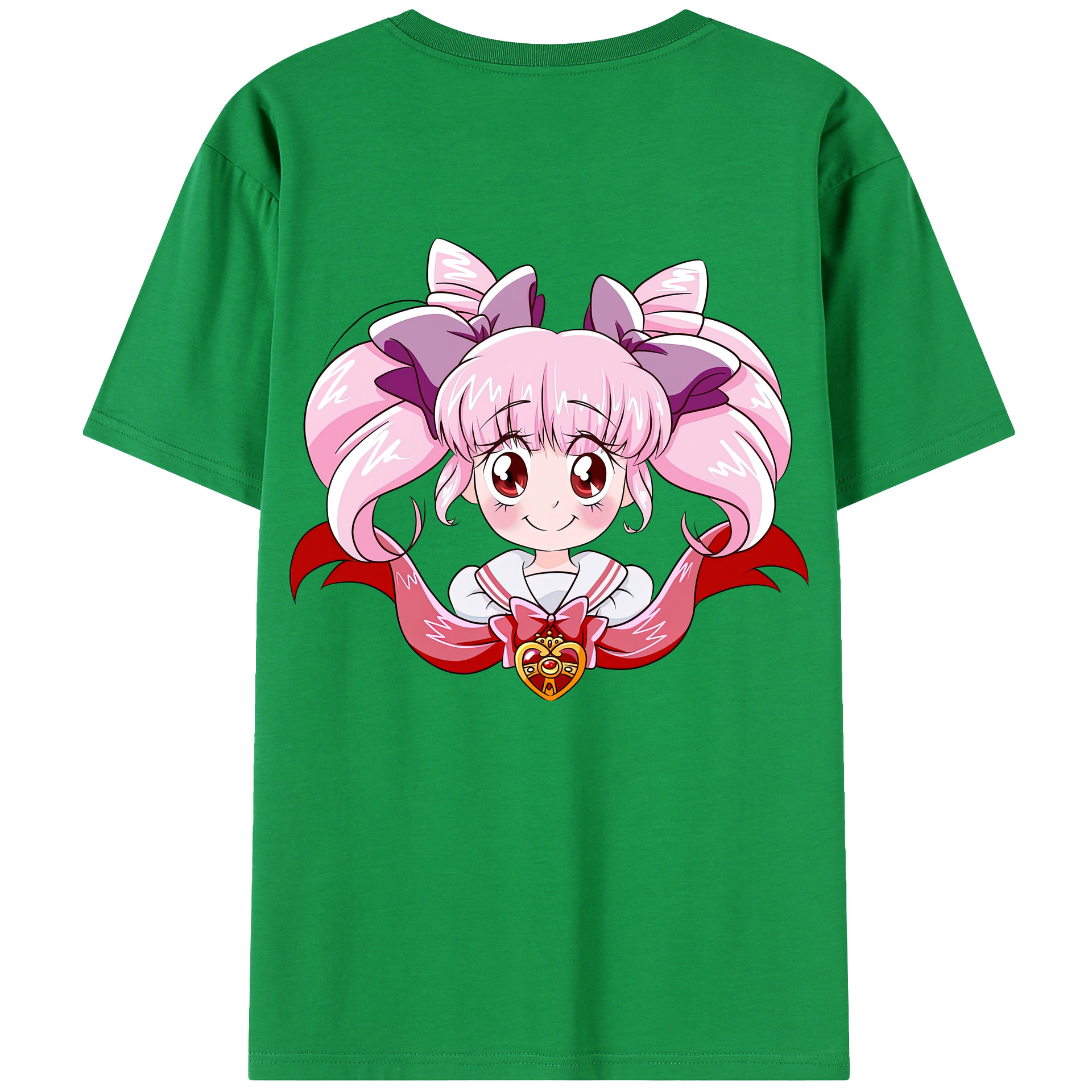 （画像用） 美少女戦士セーラームーン ちびうさ Sailor Moon Chibiusa Tsukino Usagi Small Lady Serenity 綿100％半袖Tシャツ（背面プリント）