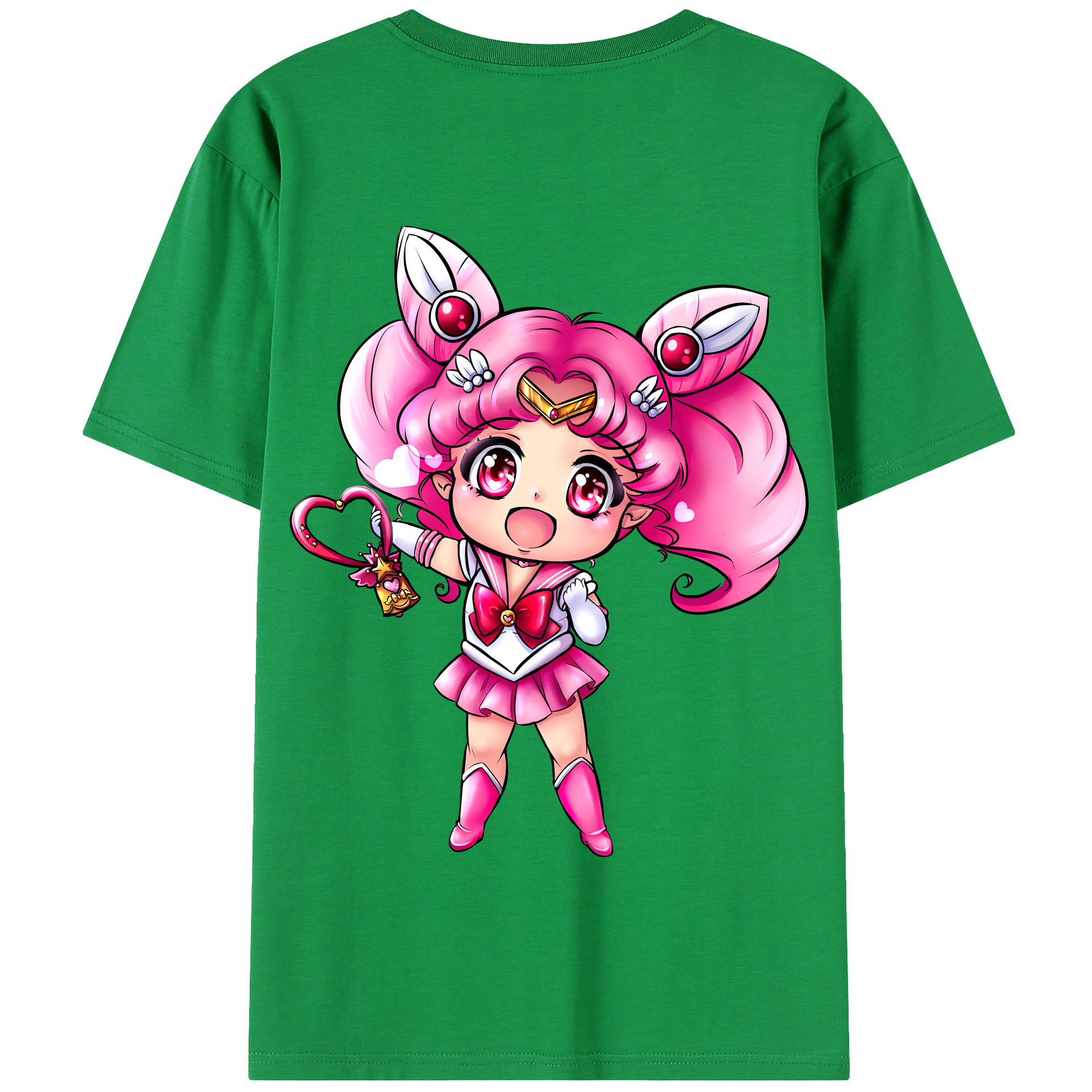 （画像用） 美少女戦士セーラームーン ちびうさ Sailor Moon Chibiusa Tsukino Usagi Small Lady Serenity 綿100％半袖Tシャツ（背面プリント）
