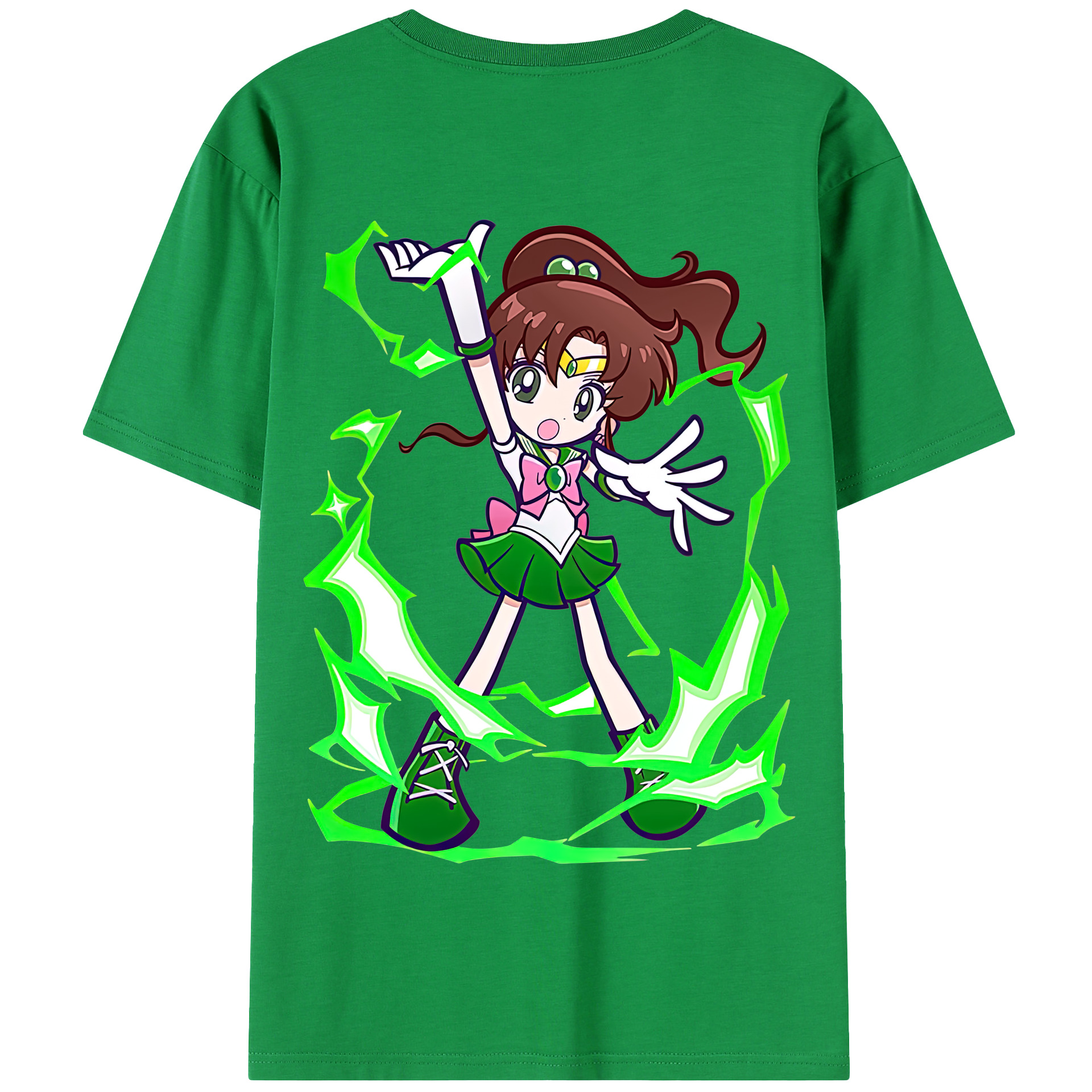 （画像用） 美少女戦士セーラームーン 木野 まこと きの まこと Sailor Moon Kino Makoto （セーラージュピター；Sailor Jupiter） 綿100％半袖Tシャツ（背面プリント）