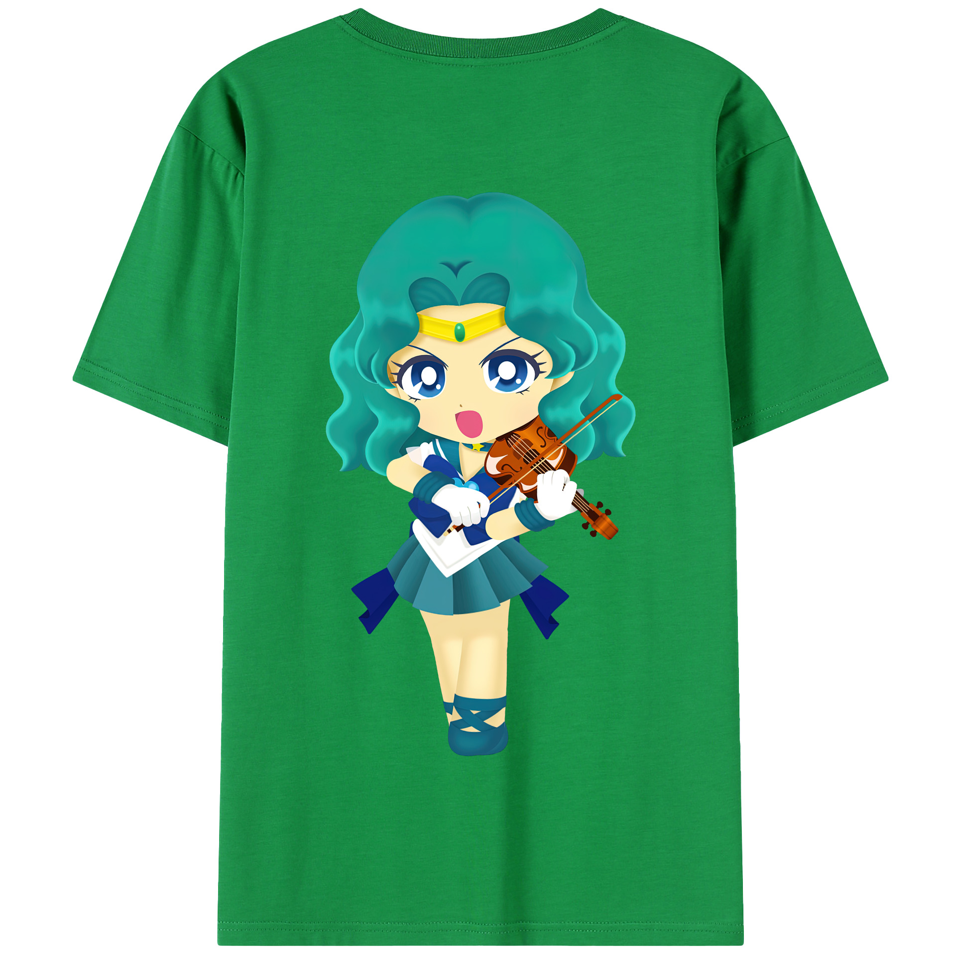 （画像用） 美少女戦士セーラームーン 海王 みちる（かいおう みちる） Sailor Moon Kaiou Michiru 綿100％半袖Tシャツ（背面プリント）