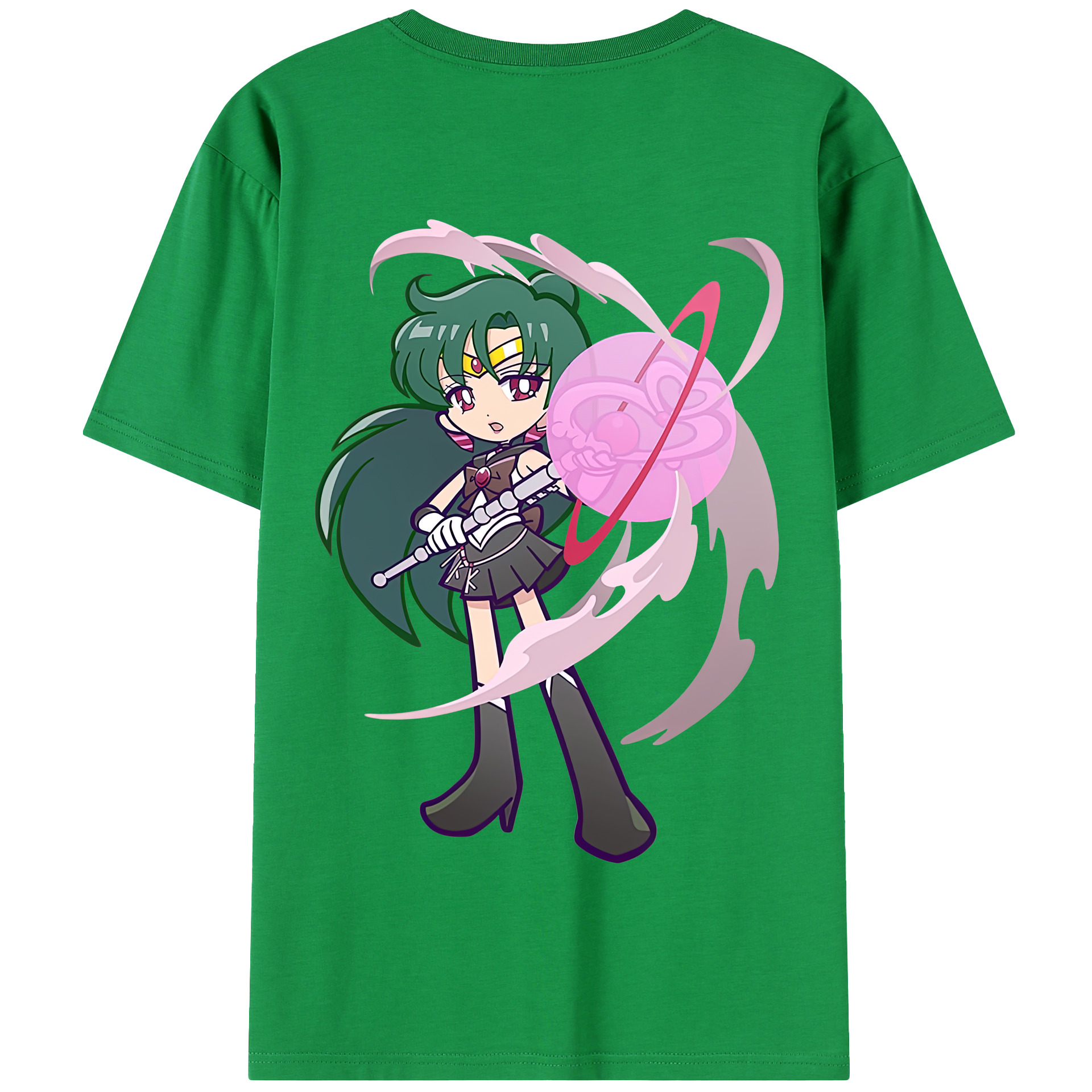 （画像用） 美少女戦士セーラームーン 冥王せつな Sailor Moon Meiou Setsuna 綿100％半袖Tシャツ（背面プリント）