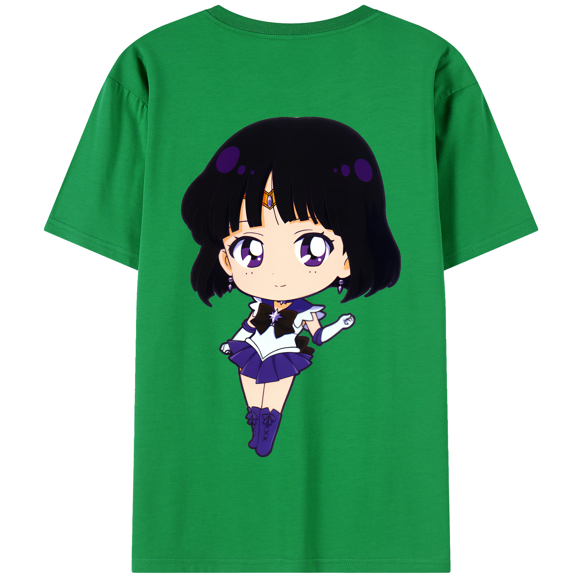 （画像用） 美少女戦士セーラームーン 土萠ほたる Sailor Moon Tomoe Hotaru （セーラーサターン；Sailor Saturn） 綿100％半袖Tシャツ（背面プリント）