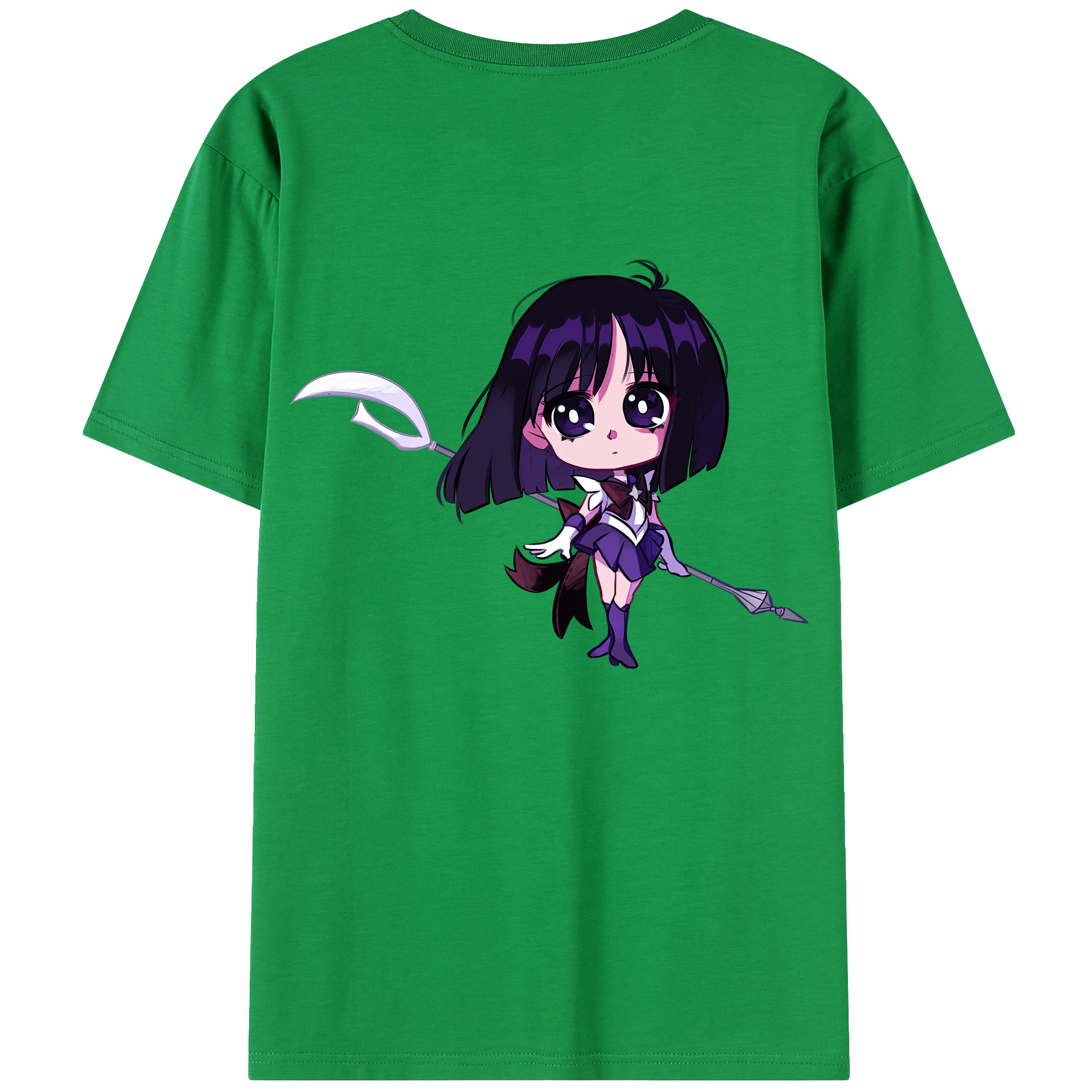 （画像用） 美少女戦士セーラームーン 土萠ほたる Sailor Moon Tomoe Hotaru （セーラーサターン；Sailor Saturn） 綿100％半袖Tシャツ（背面プリント）