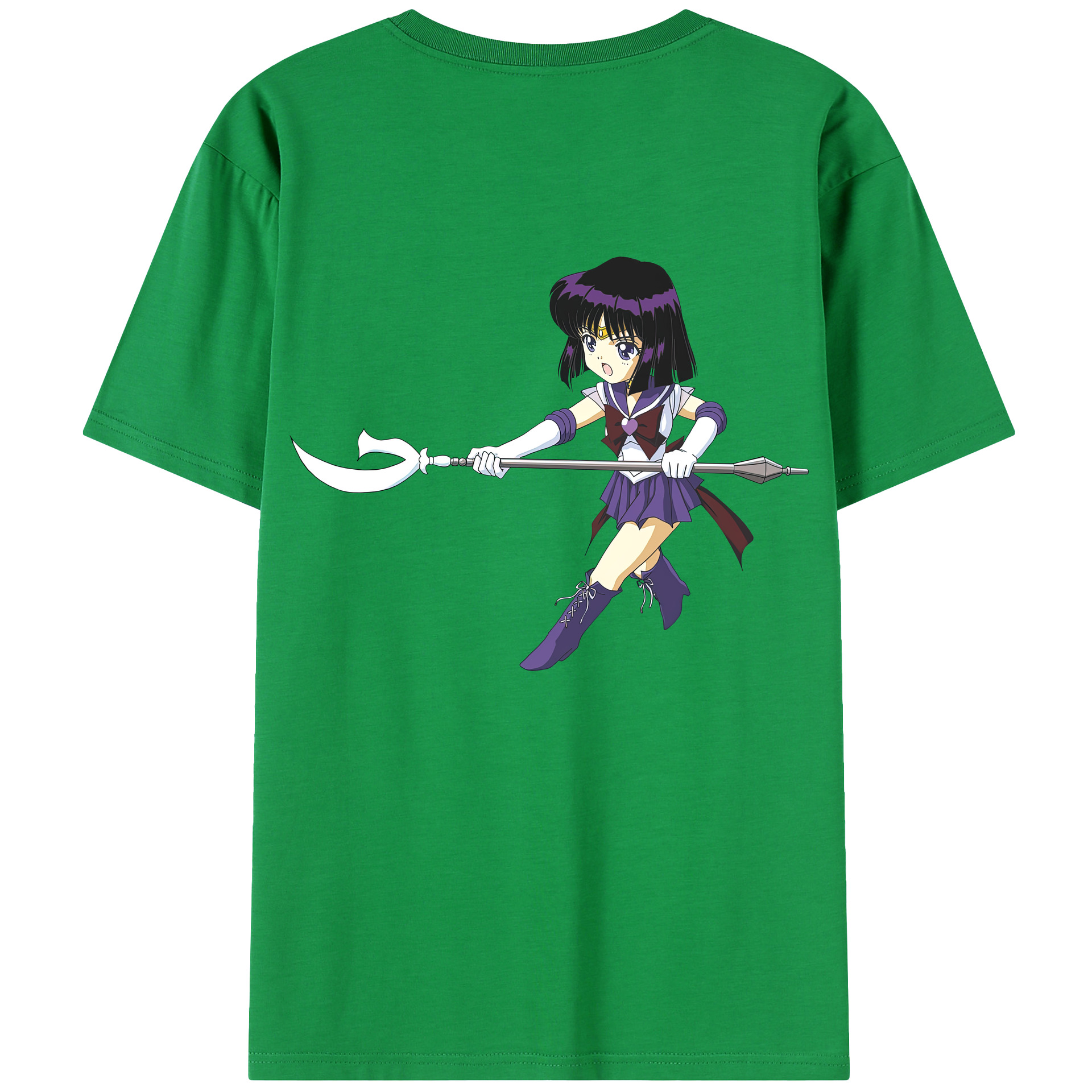 （画像用） 美少女戦士セーラームーン 土萠ほたる Sailor Moon Tomoe Hotaru （セーラーサターン；Sailor Saturn） 綿100％半袖Tシャツ（背面プリント）