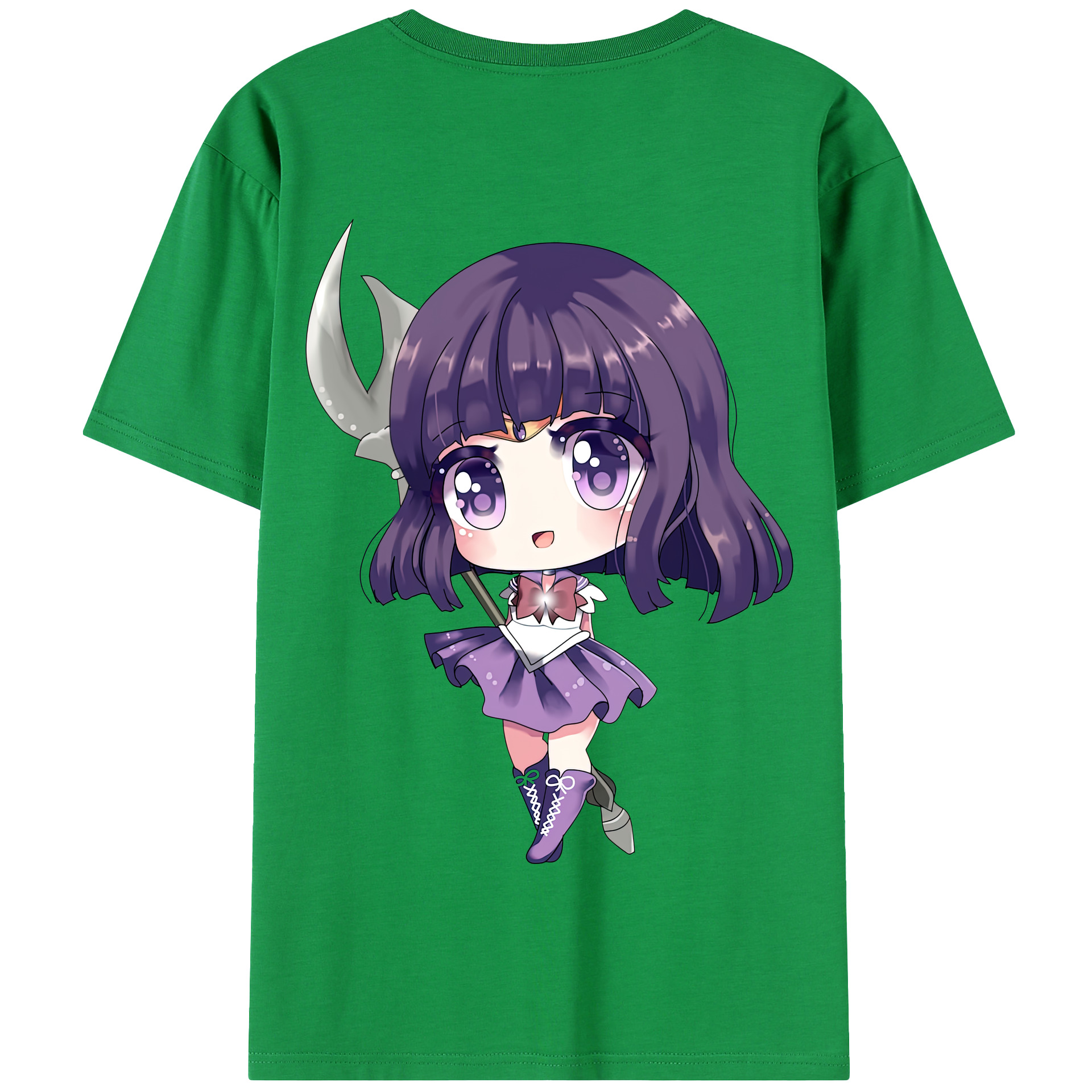 （画像用） 美少女戦士セーラームーン 土萠ほたる Sailor Moon Tomoe Hotaru （セーラーサターン；Sailor Saturn） 綿100％半袖Tシャツ（背面プリント）