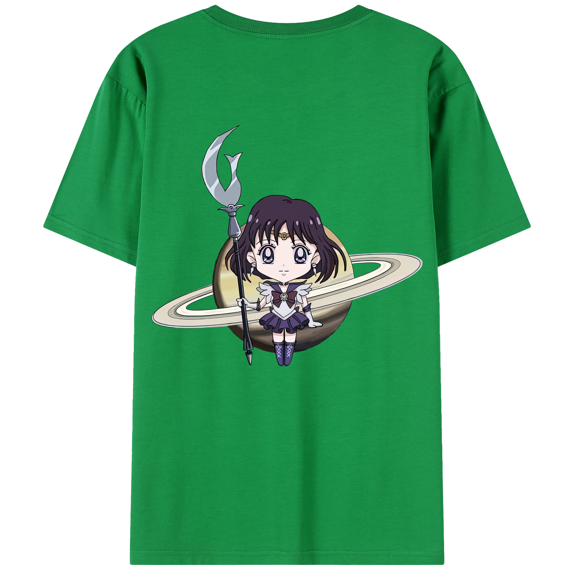 （画像用） 美少女戦士セーラームーン 土萠ほたる Sailor Moon Tomoe Hotaru （セーラーサターン；Sailor Saturn） 綿100％半袖Tシャツ（背面プリント）
