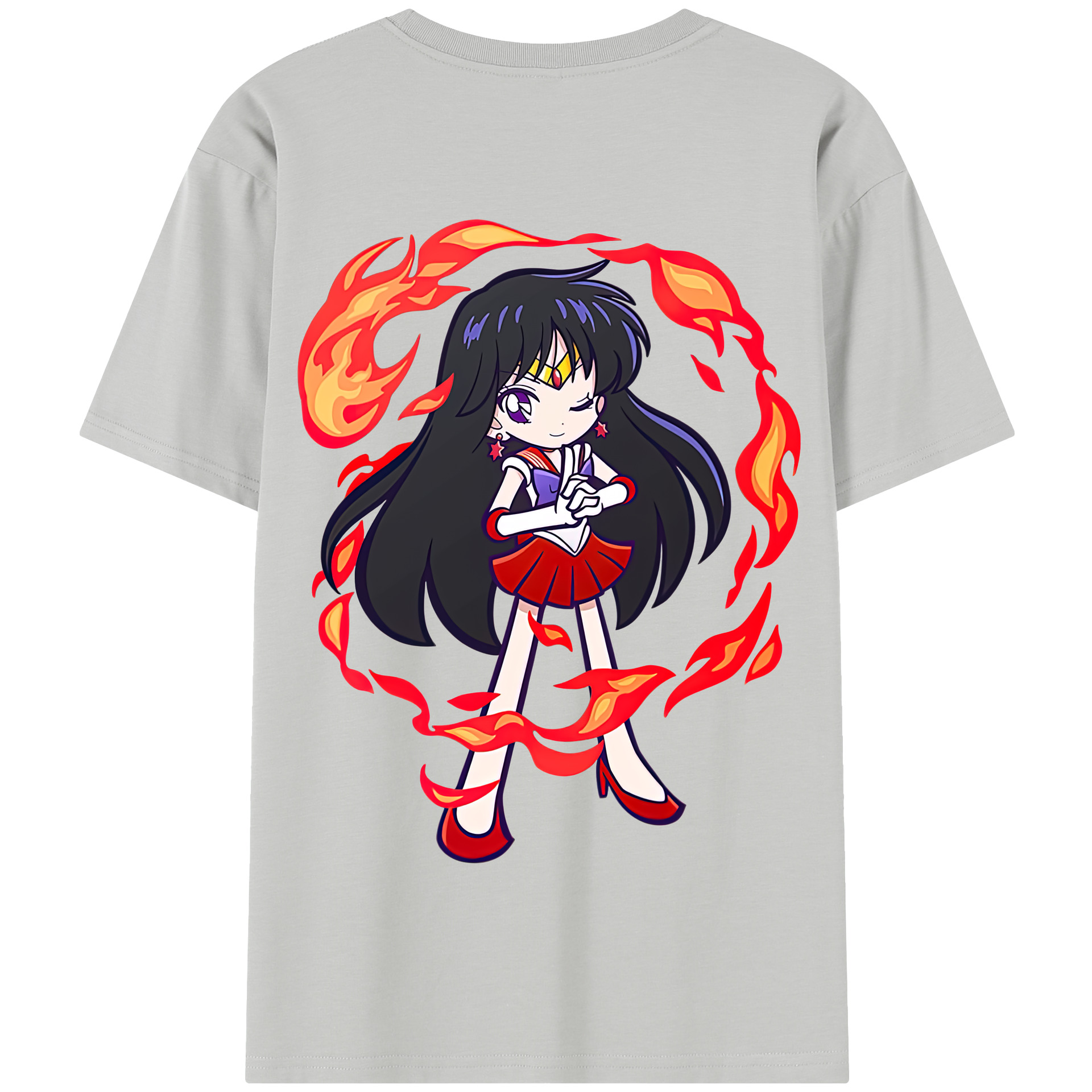（画像用） 美少女戦士セーラームーン 火野レイ ひの レイ Sailor Moon Hino Rei （セーラーマーズ,Sailor Mars） 綿100％半袖Tシャツ（背面プリント）
