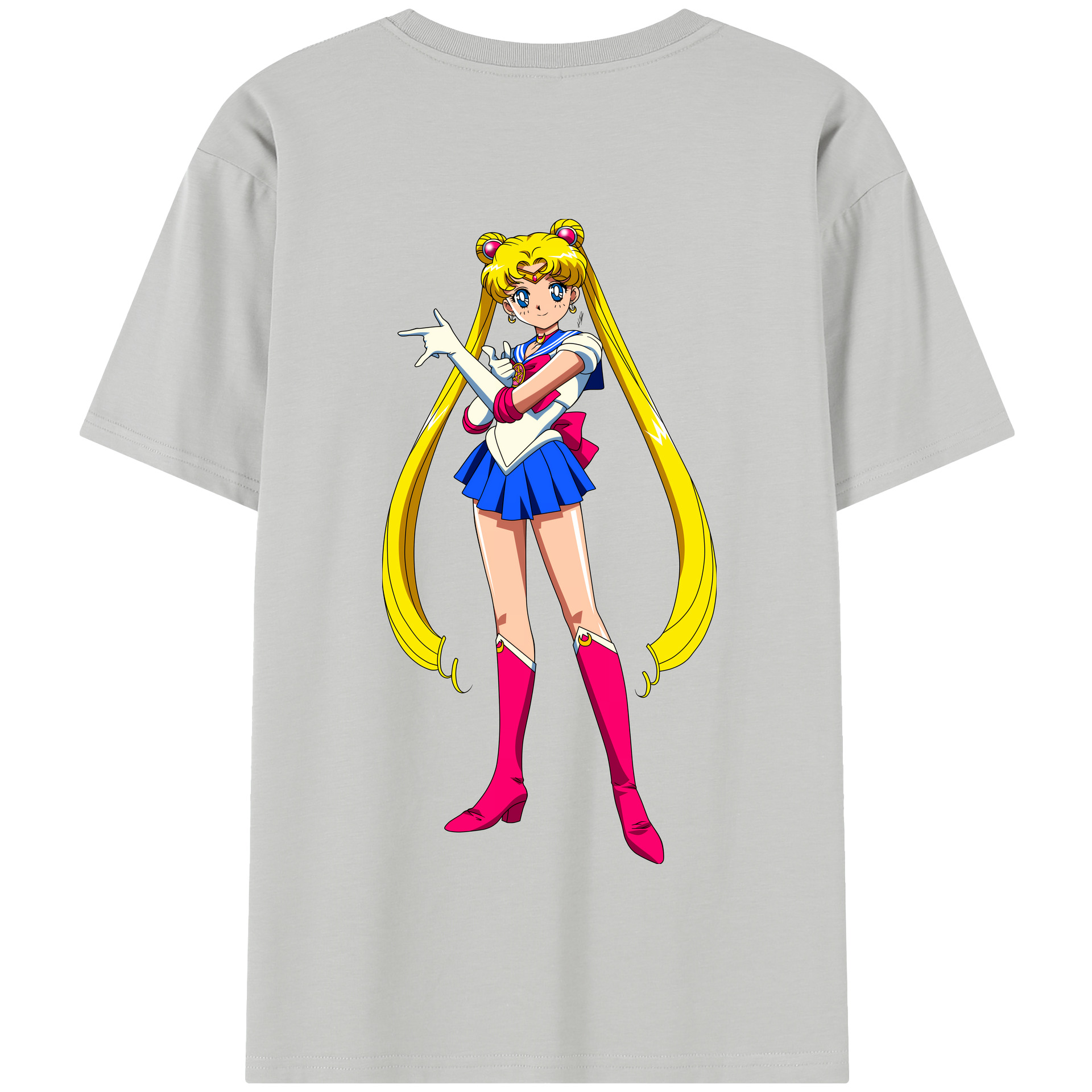（画像用） 美少女戦士セーラームーン 月野 うさぎ つきの うさぎ Sailor Moon Tsukino Usagi 綿100％半袖Tシャツ（背面プリント）