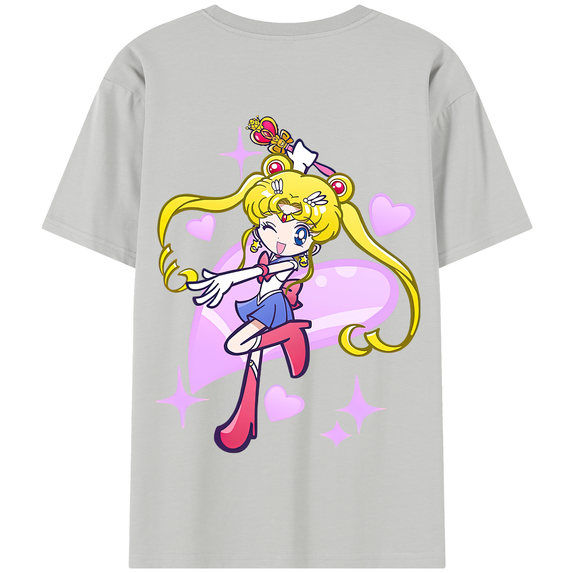 （画像用） 美少女戦士セーラームーン 月野 うさぎ つきの うさぎ Sailor Moon Tsukino Usagi 綿100％半袖Tシャツ（背面プリント）