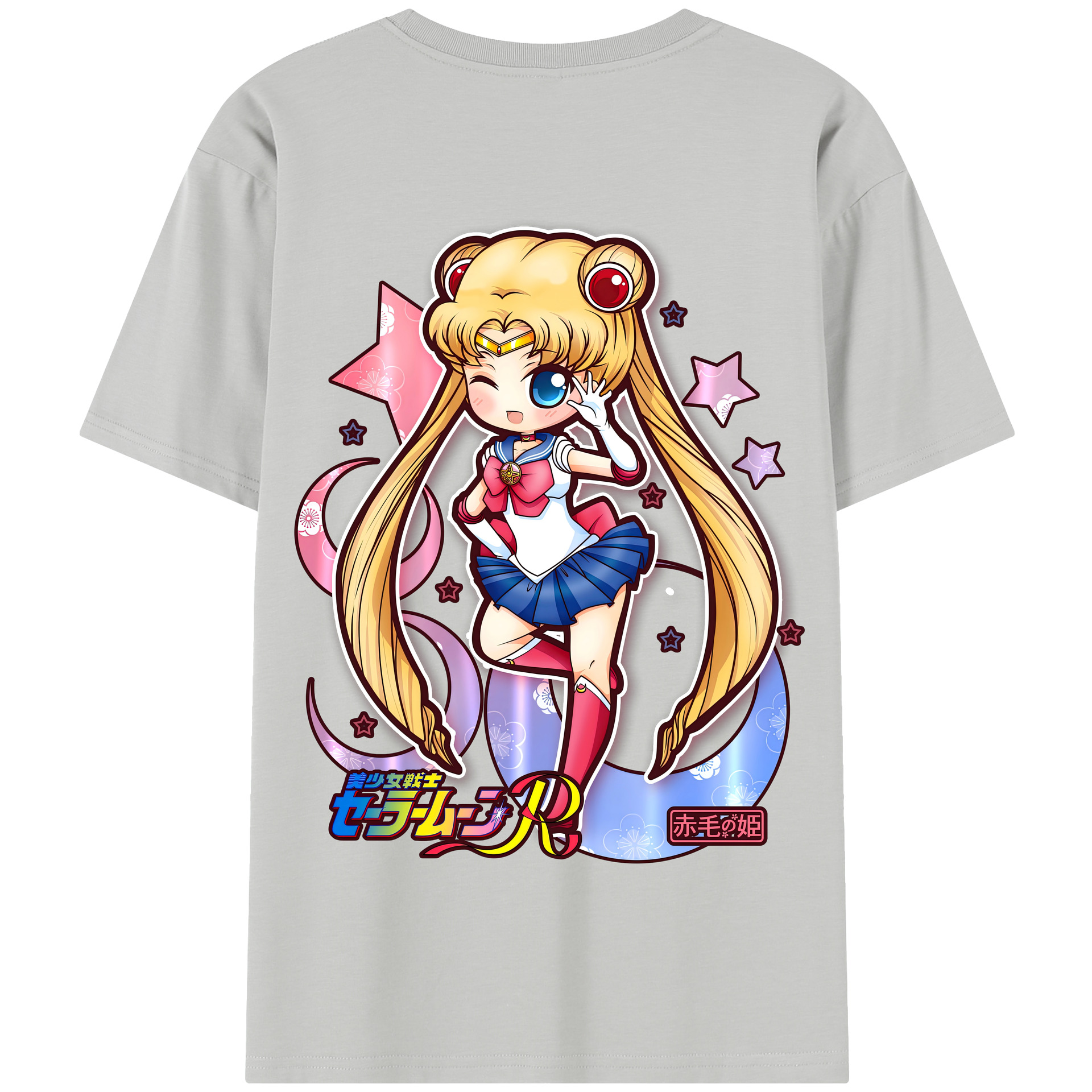 （画像用） 美少女戦士セーラームーン 月野 うさぎ つきの うさぎ Sailor Moon Tsukino Usagi 綿100％半袖Tシャツ（背面プリント）