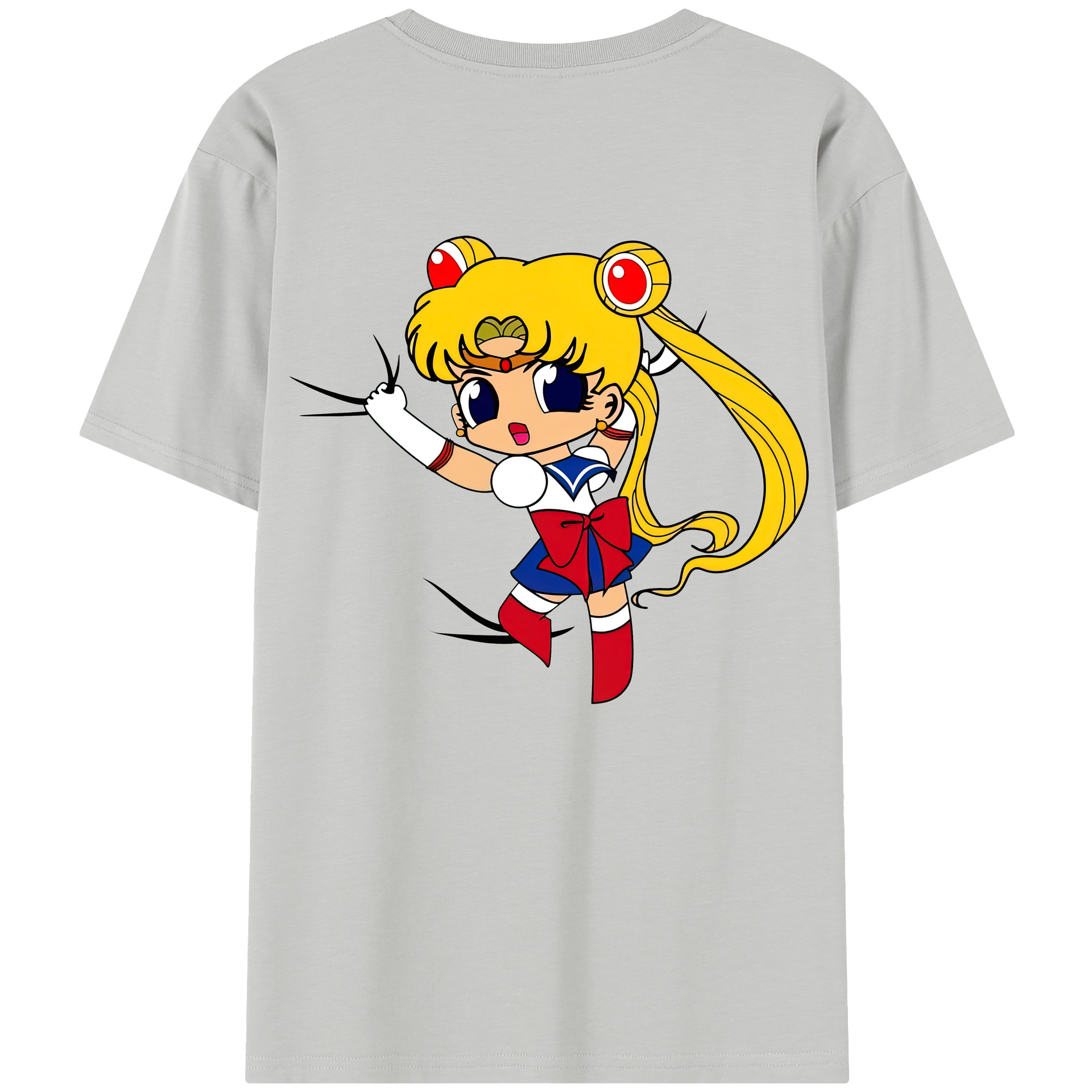 （画像用） 美少女戦士セーラームーン 月野 うさぎ つきの うさぎ Sailor Moon Tsukino Usagi 綿100％半袖Tシャツ（背面プリント）