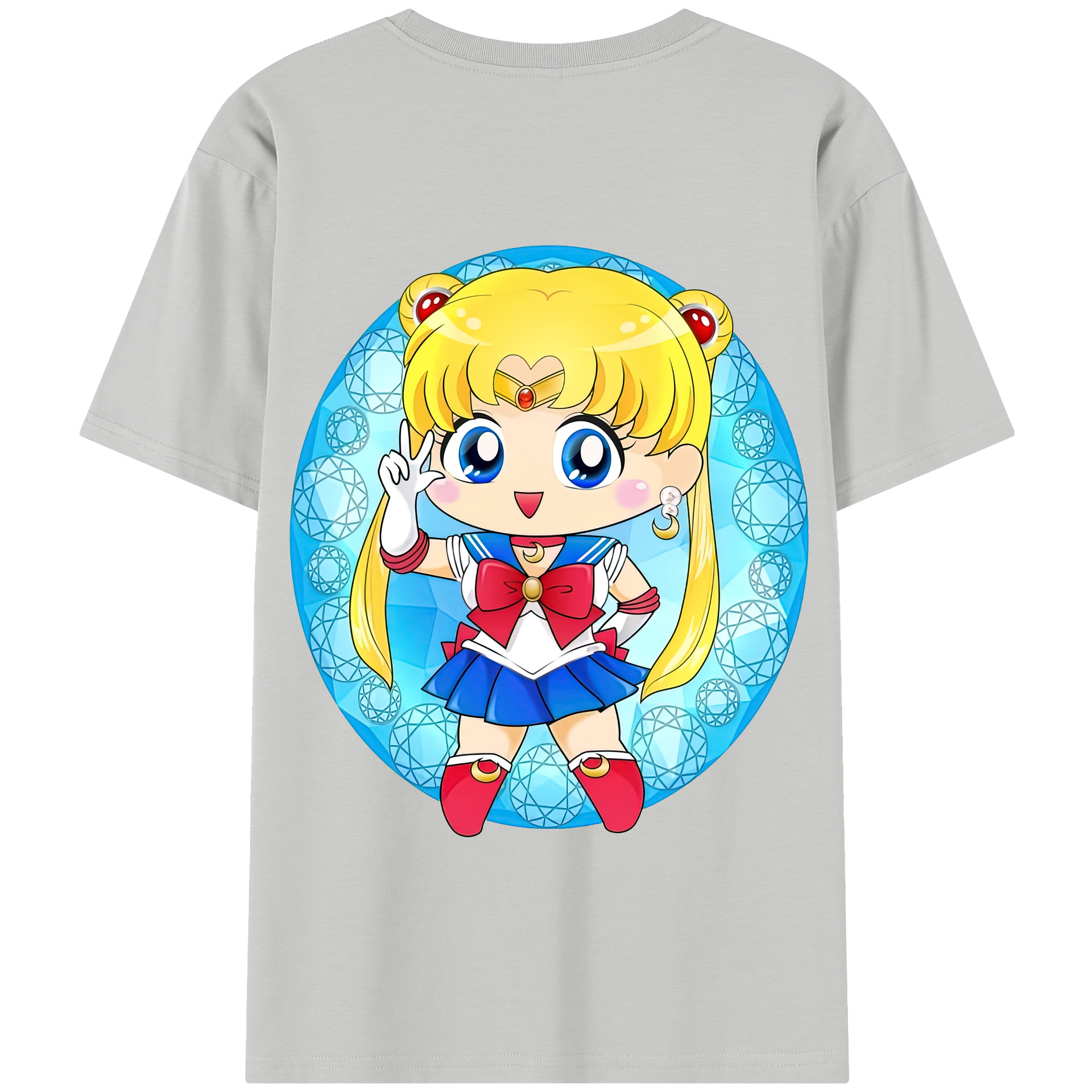 （画像用） 美少女戦士セーラームーン 月野 うさぎ つきの うさぎ Sailor Moon Tsukino Usagi 綿100％半袖Tシャツ（背面プリント）