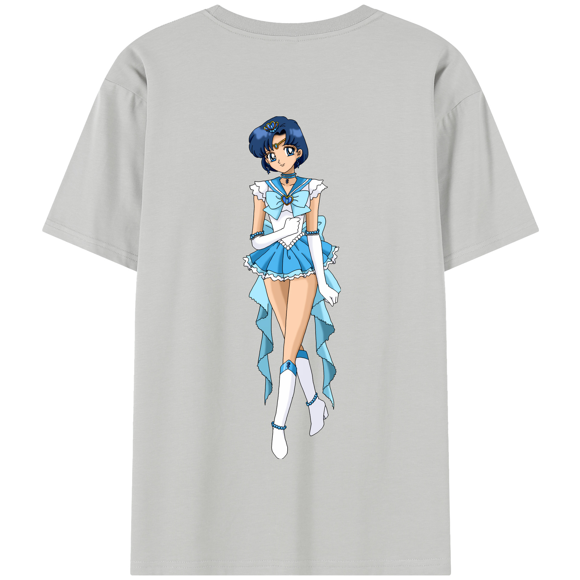 （画像用） 美少女戦士セーラームーン 水野 亜美 みずの あみ Sailor Moon Mizuno Ami 綿100％半袖Tシャツ（背面プリント）