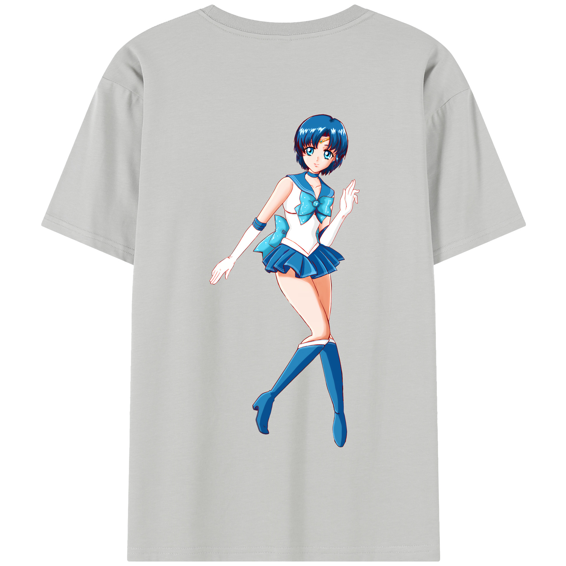 （画像用） 美少女戦士セーラームーン 水野 亜美 みずの あみ Sailor Moon Mizuno Ami 綿100％半袖Tシャツ（背面プリント）