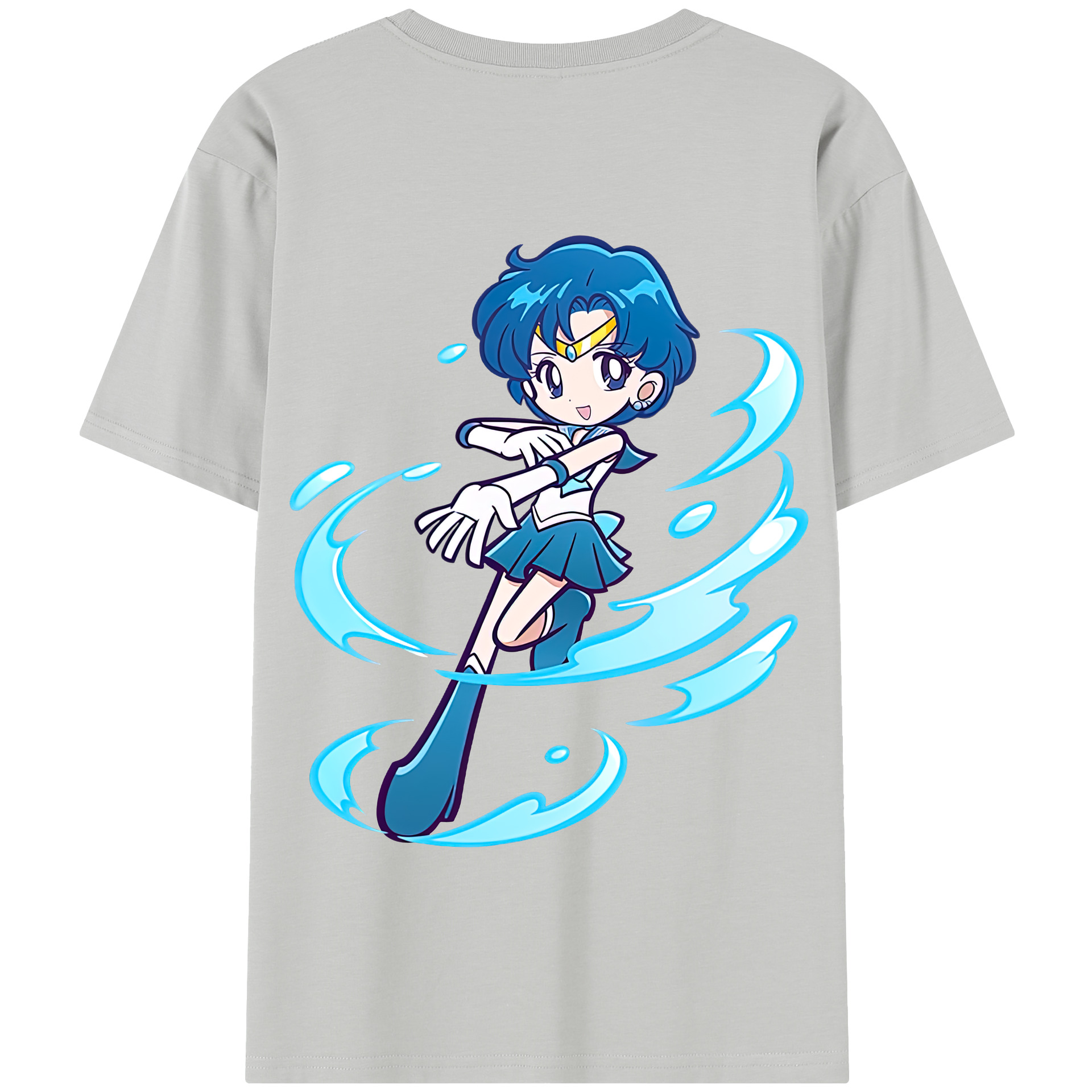 （画像用） 美少女戦士セーラームーン 水野 亜美 みずの あみ Sailor Moon Mizuno Ami 綿100％半袖Tシャツ（背面プリント）
