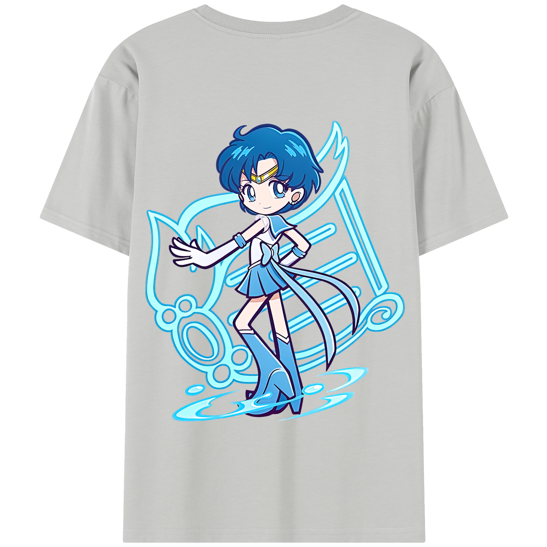 （画像用） 美少女戦士セーラームーン 水野 亜美 みずの あみ Sailor Moon Mizuno Ami 綿100％半袖Tシャツ（背面プリント）
