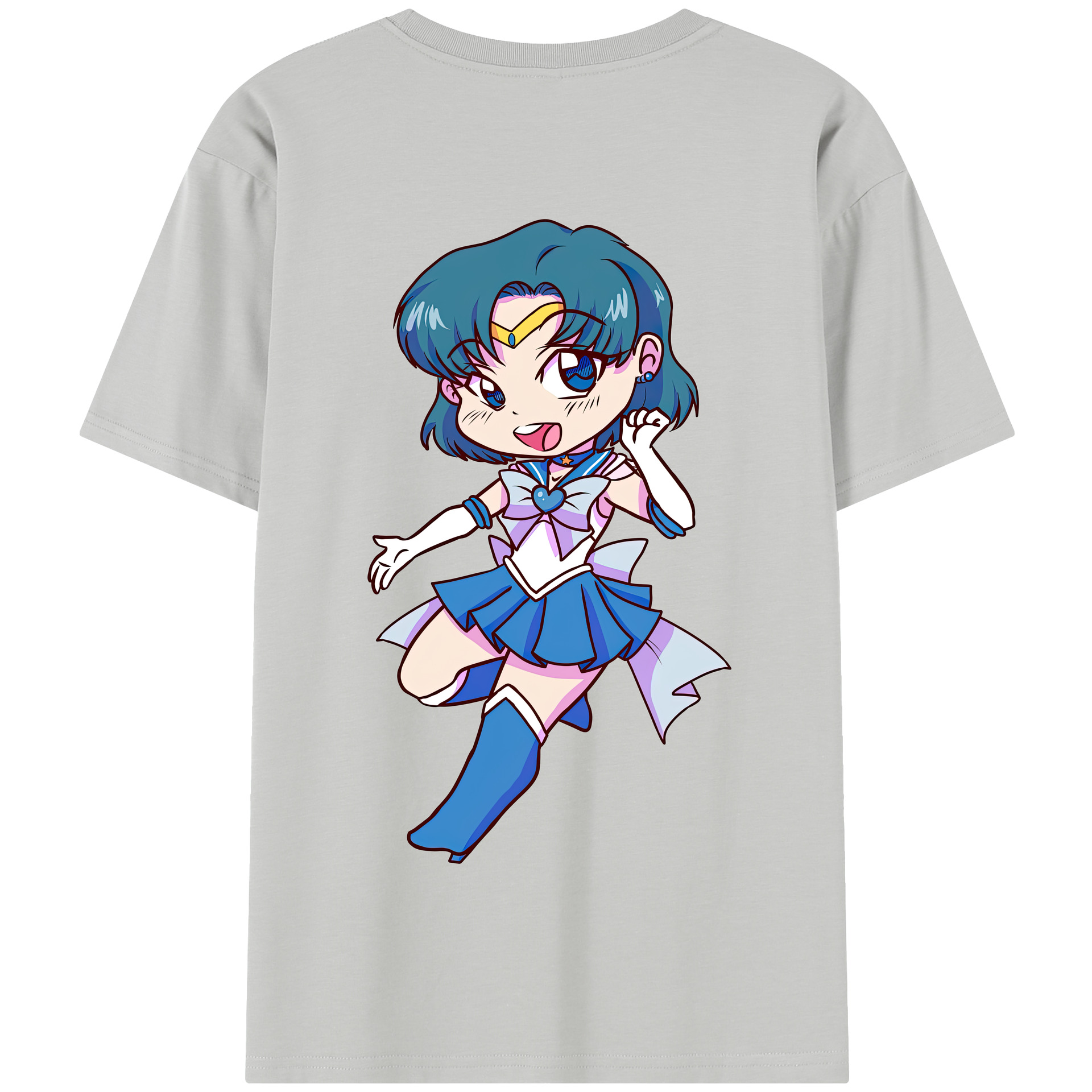 （画像用） 美少女戦士セーラームーン 水野 亜美 みずの あみ Sailor Moon Mizuno Ami 綿100％半袖Tシャツ（背面プリント）