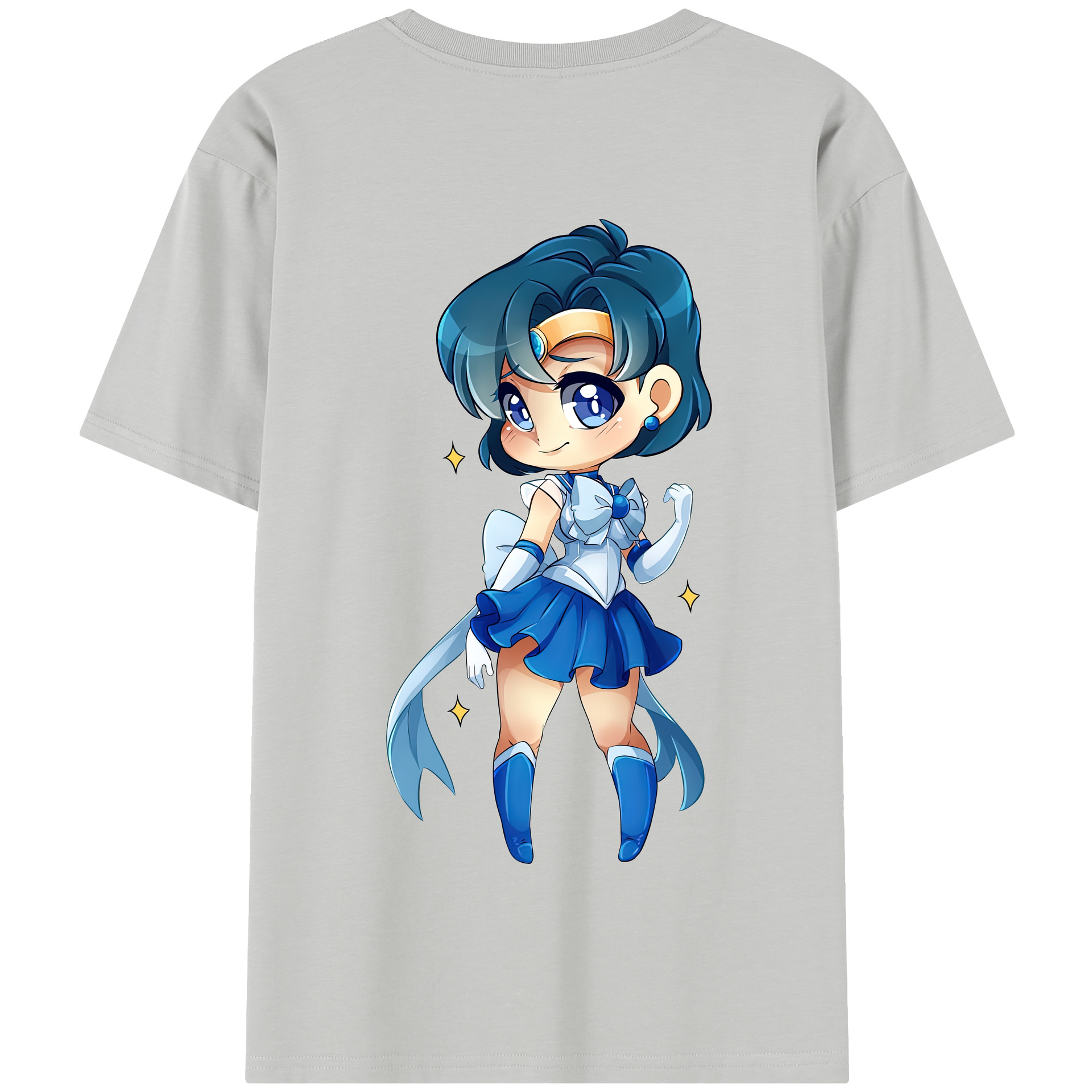 （画像用） 美少女戦士セーラームーン 水野 亜美 みずの あみ Sailor Moon Mizuno Ami 綿100％半袖Tシャツ（背面プリント）