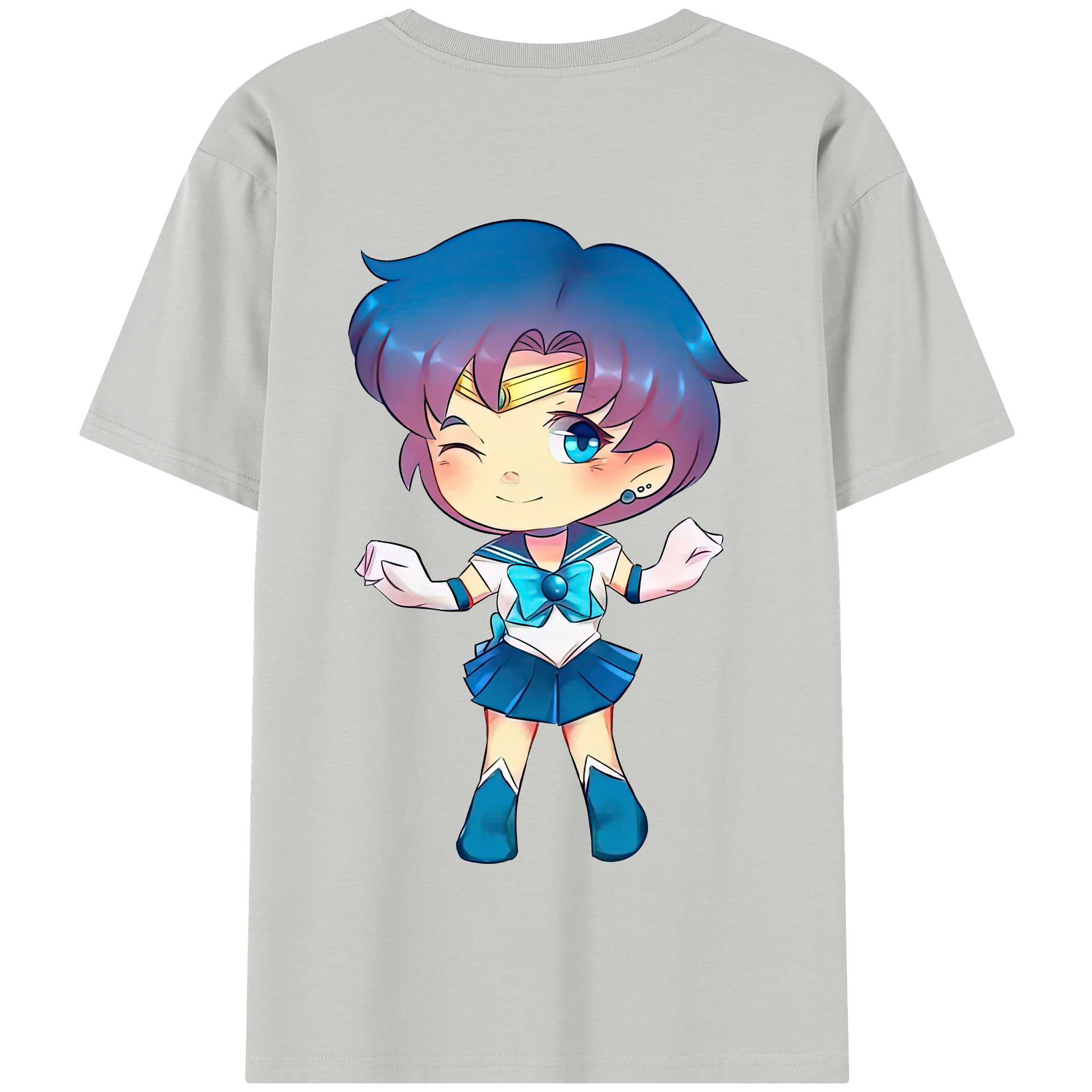 （画像用） 美少女戦士セーラームーン 水野 亜美 みずの あみ Sailor Moon Mizuno Ami 綿100％半袖Tシャツ（背面プリント）